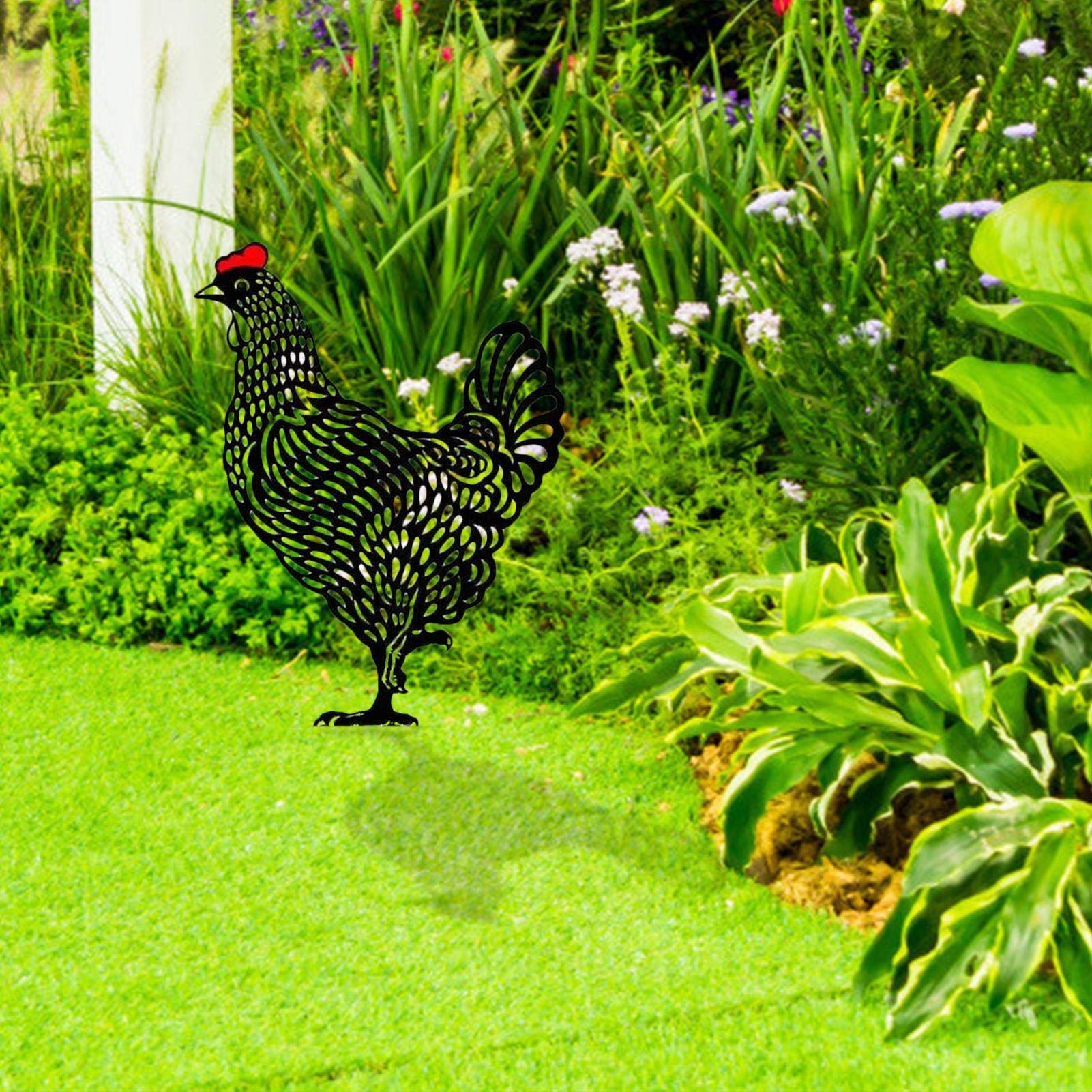 Gartenfigur Huhn – Lustige Dekofigur Aus Harz, Handbemalt, Wetterfest Für Garten, Terrasse Oder Wohnzimmer