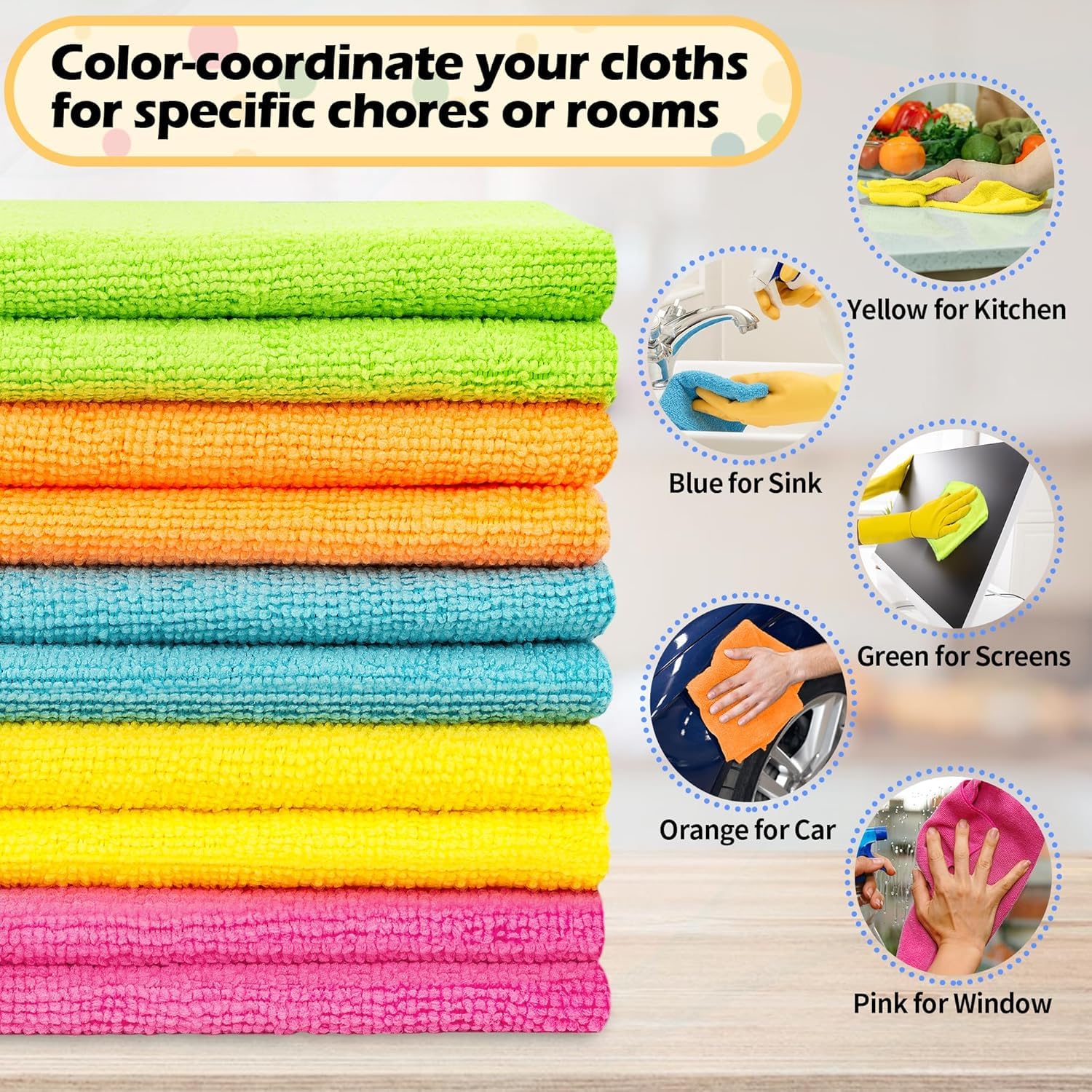 20 Pack Microfiber Cleaning Cloth, Lint-Free Car Wash Towels, All-Purpose Absorbent Cleaning Rags for Housekeeping, Dust Cloth for Office, Mechanic, Automotive — view 7