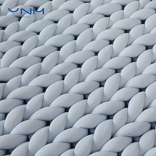 Miniatura 2 de YnM Manta con peso refrescante, diseño de punto grueso de hilo hecho a mano, regula la temperatura y es transpirable, cobija lavable a máquina para