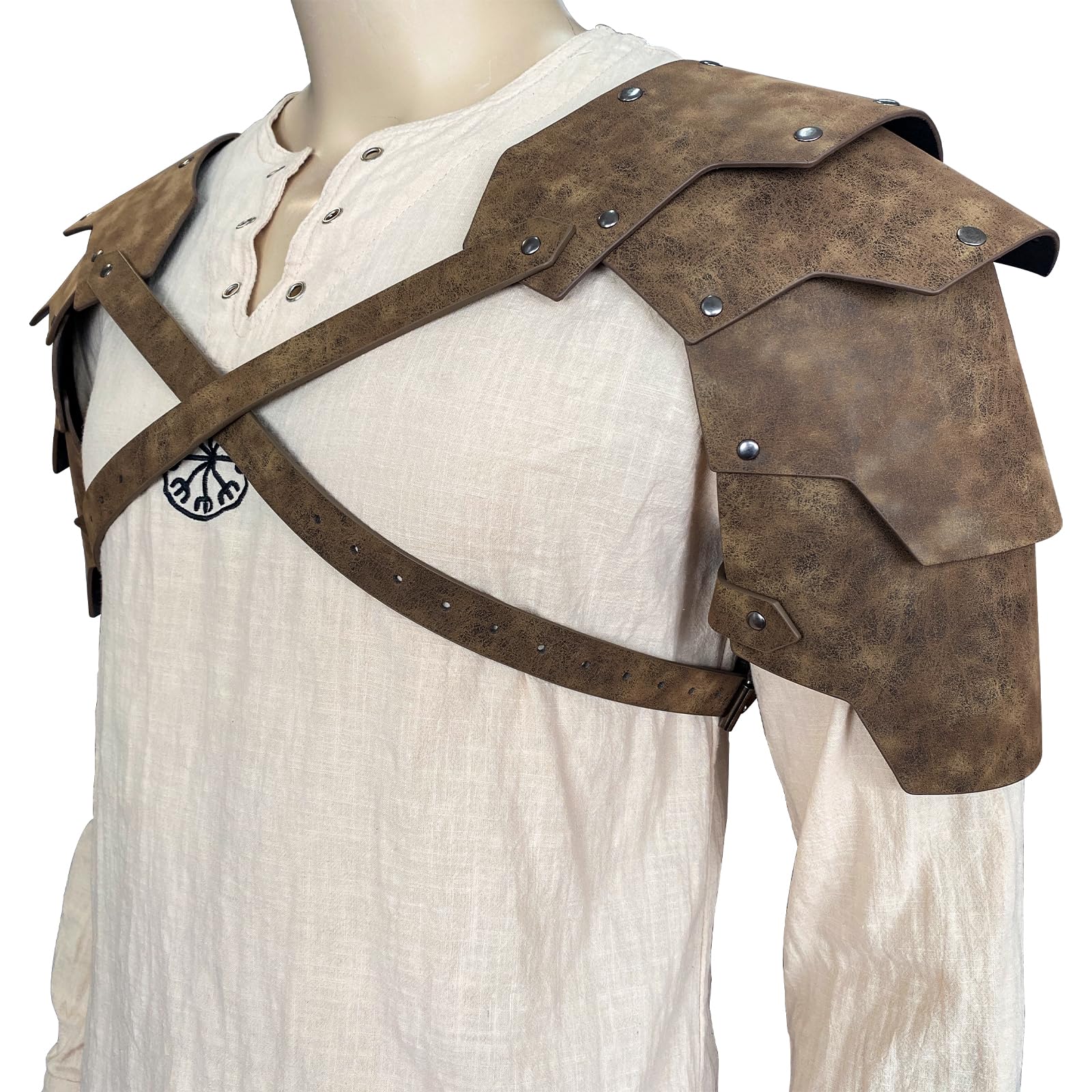HiiFeuer Mittelalterlicher Kunstleder-schulterschutz, Vintage-Söldner-Ritter-Schulterpanzerung für LARP Cosplay Ren Faire Karneval