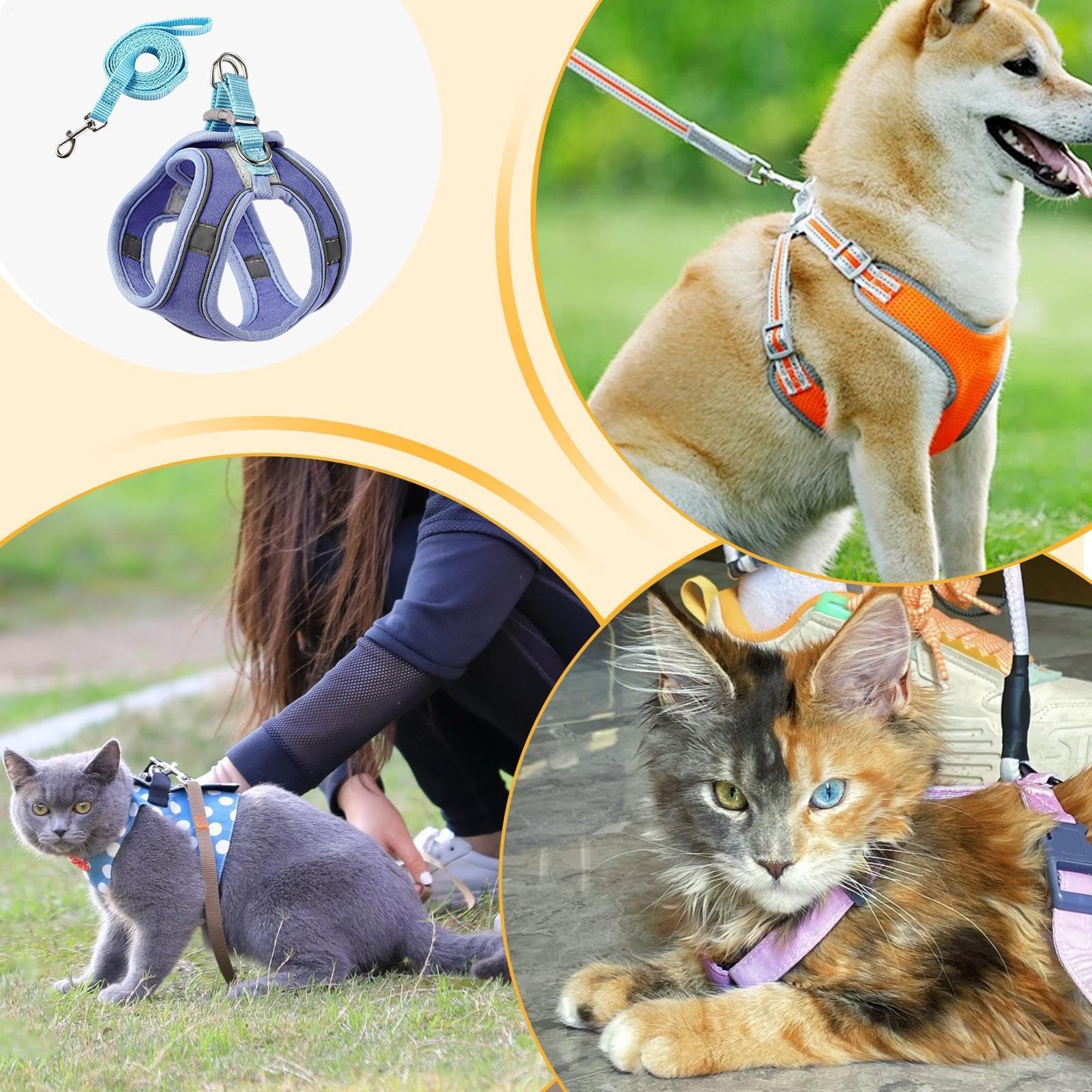 Imbracatura per cani, imbracatura per animali da compagnia senza trazione | passo in imbracatura per cani, imbracatura a strisce riflettenti, imbracatura imbottita morbida e regolabile comoda per cani