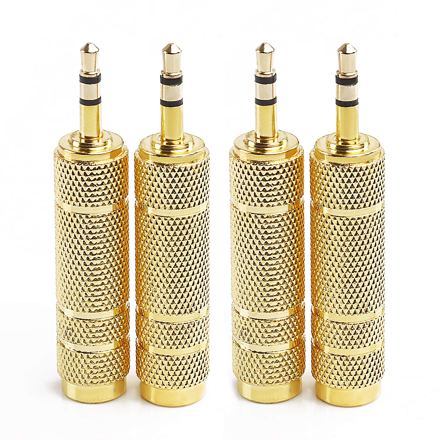 CHUNGHOP4PCS 1/8" 3.5mm Male Plug to 1/4" 6.5mm Female Jack Audio Stereo Headphone Adaptor Converter Microphone Audio Adapter Converter