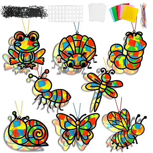 Lonfliness 32 Sets Spring Bug Suncatchers Craft Kit DIY Insect