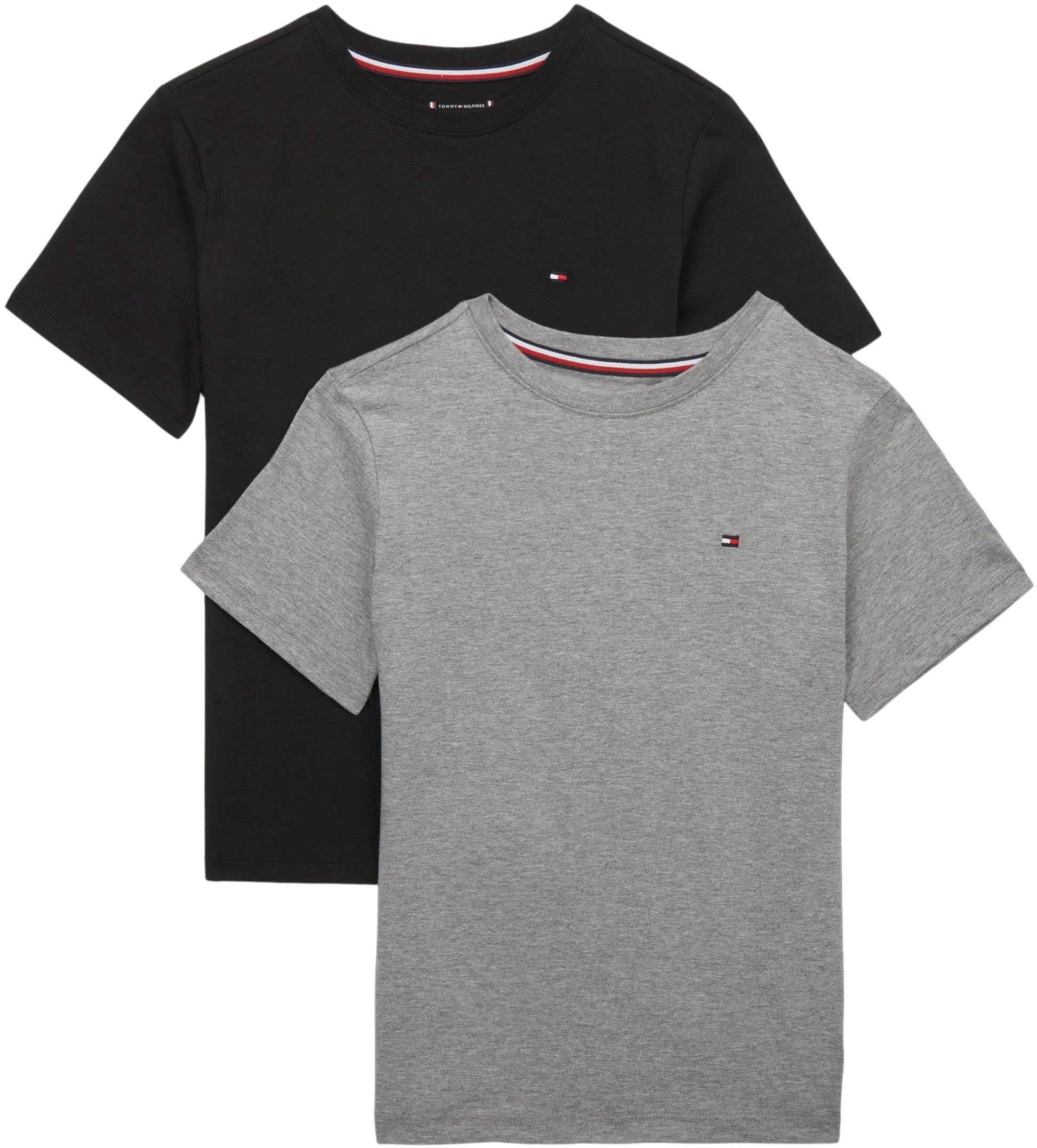 Tommy Hilfiger Ragazzi 2-Pack Organico Cotone Girocollo T-Shirt, Deserto Cielo/Bianco