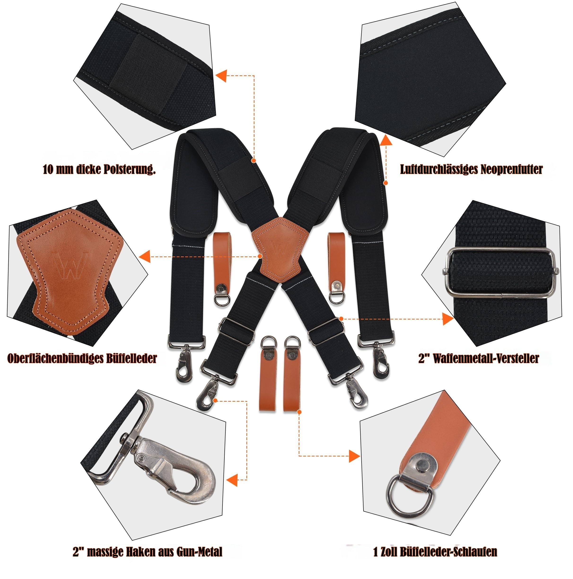 Leichte Werkzeuggürtel-Hosenträger aus Leder, Werkzeugtasche, Hosenträger für Werkzeuggürtel, Werkzeuggürtel-Hosenträger für Herren, Werkzeuggürtel-Hosenträger für Herren, Werkzeugtaschen-Hosenträger,