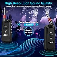 Vista 2 de LEKATO Sistema de guitarra inalámbrica de 5.8G actualizado, receptor transmisor recargable, vida de batería súper larga de 8 horas, sistema
