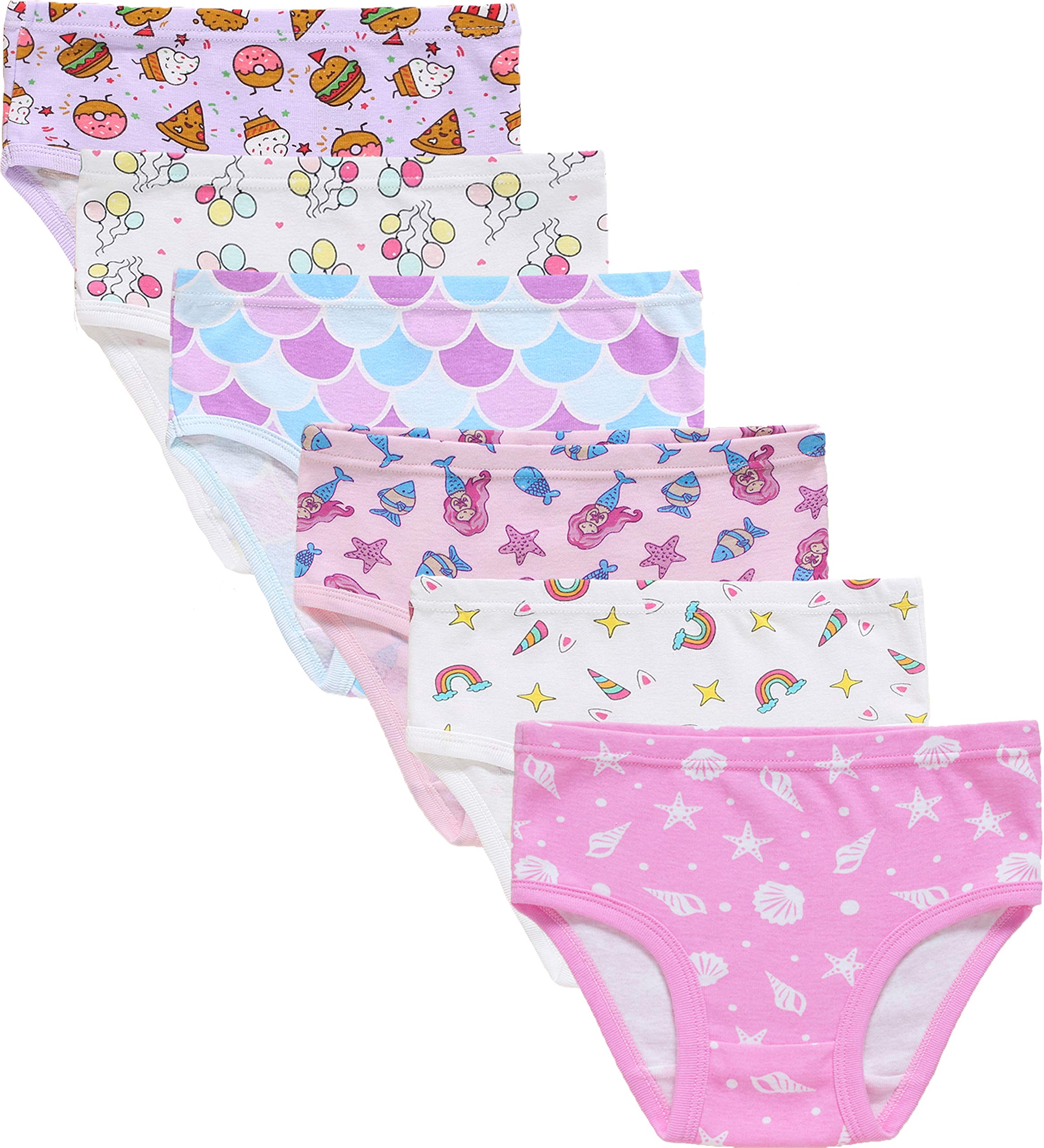 Slenily Little Girls Soft Cotton Underwear Kids Cool Breathable Comfort Panty Briefs Toddler Undies Pack of 6