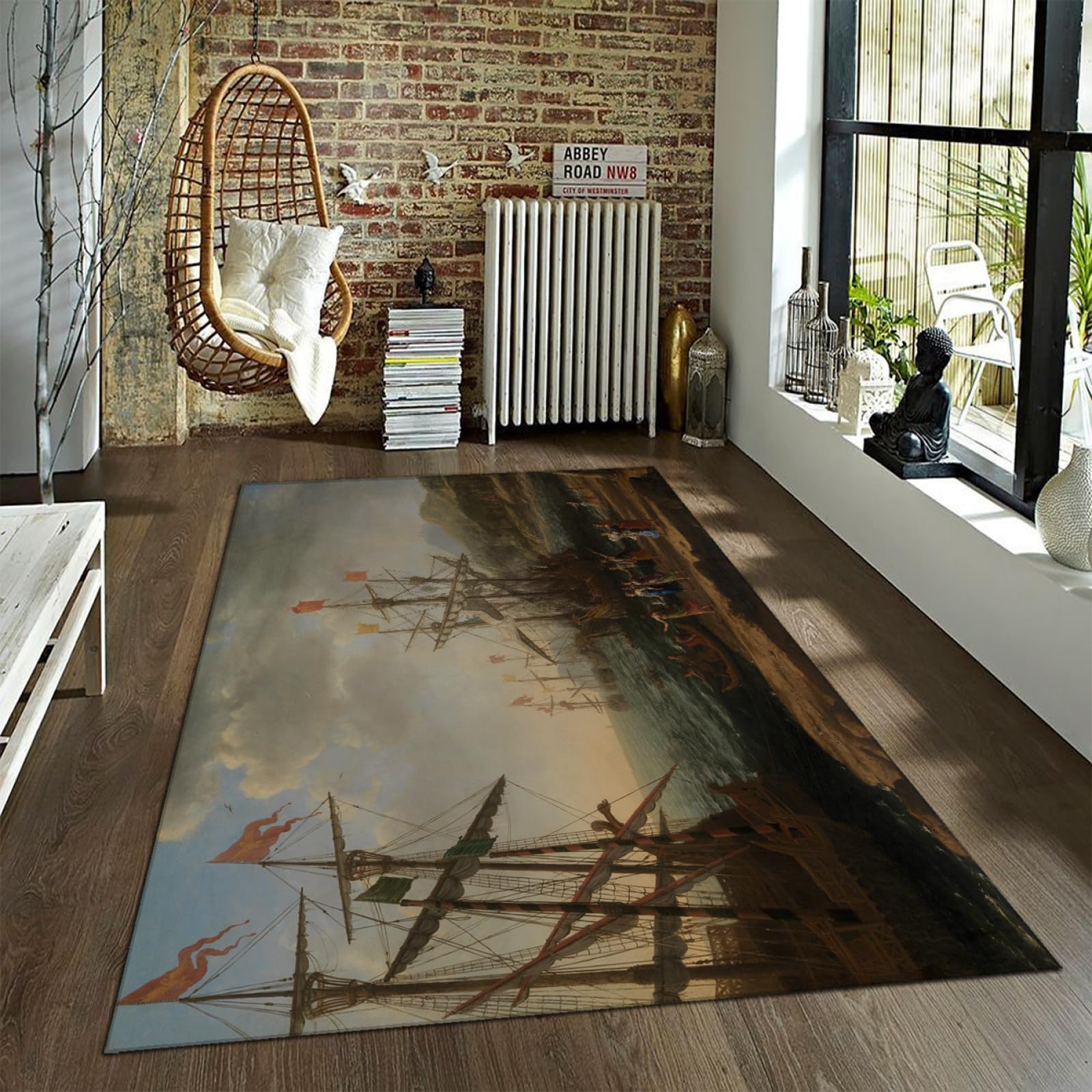 Tapis marine paysage côtier 90x150cm pour bureau et chambre