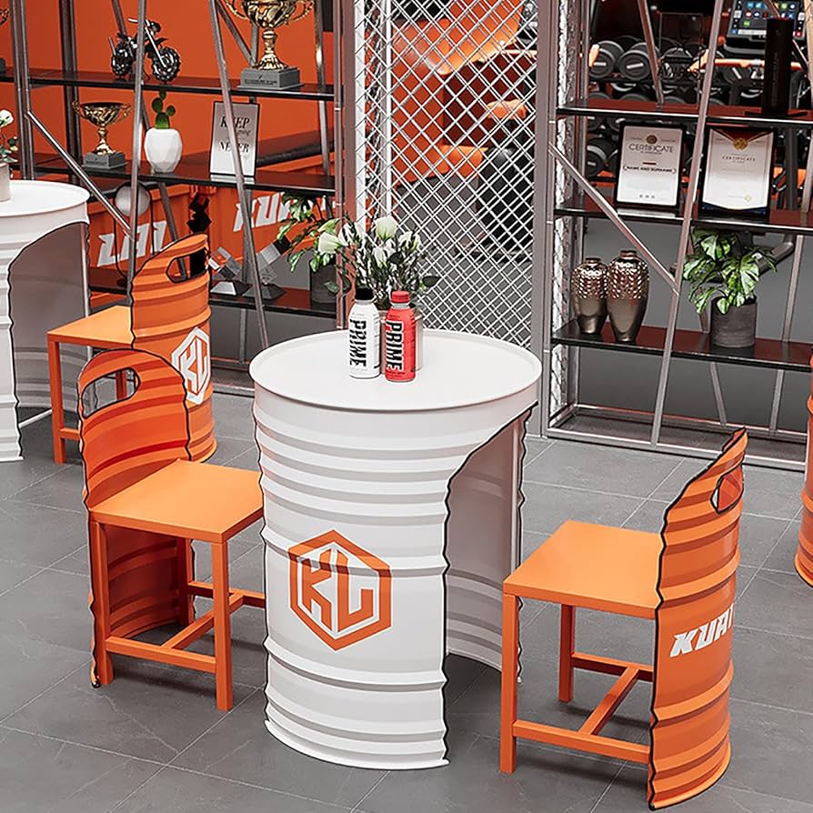 ドラム缶型　テーブル　椅子セット　ガレージや飲み屋さんなどに！ Amazon.co.jp: カウンターテーブルチェアセット ドラム缶の