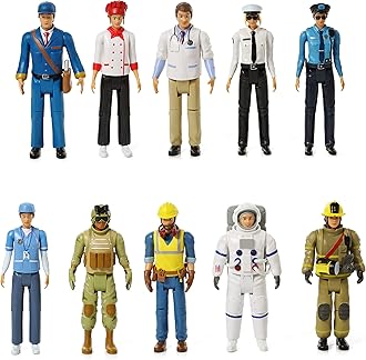 - Doll Collection Sweet Li’l Family Dollhouse Figures - Firefighter, Police Officer, Doctor and More, Set of 10 Action Figure People Doll House Set, Pretend Play for Kids and Toddlers