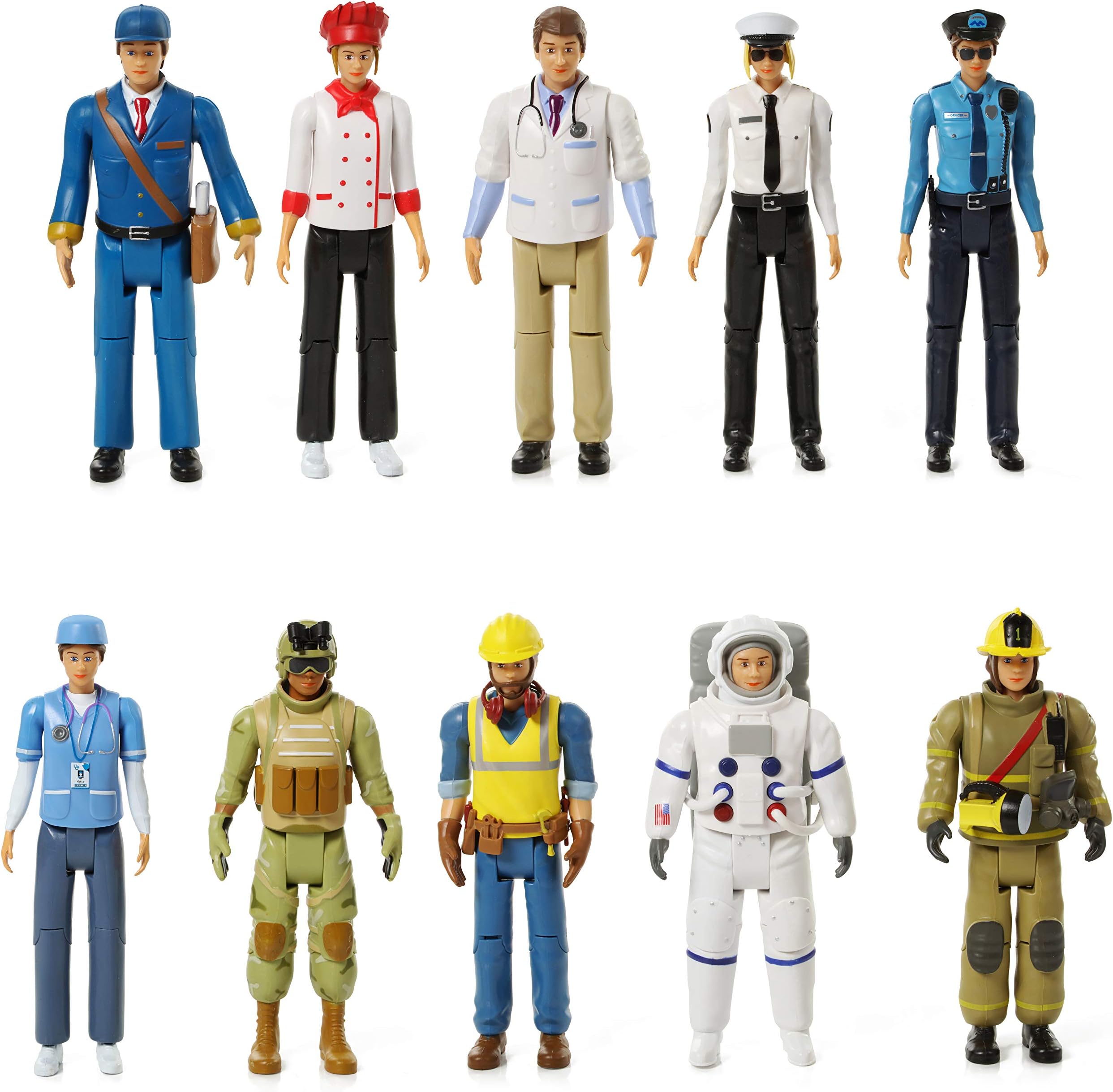 Beverly Hills Doll Collection Sweet Li’l Family Dollhouse Figures - Firefighter, Police Officer, Doctor and More, Set of 10 Action Figure People Doll House Set, Pretend Play for Kids and Toddlers