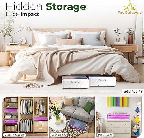 Miniatura 5 de Almacenamiento debajo de la cama con ruedas - Contenedores de almacenamiento debajo de la cama sin esfuerzo para ropa y zapatos - Cajones