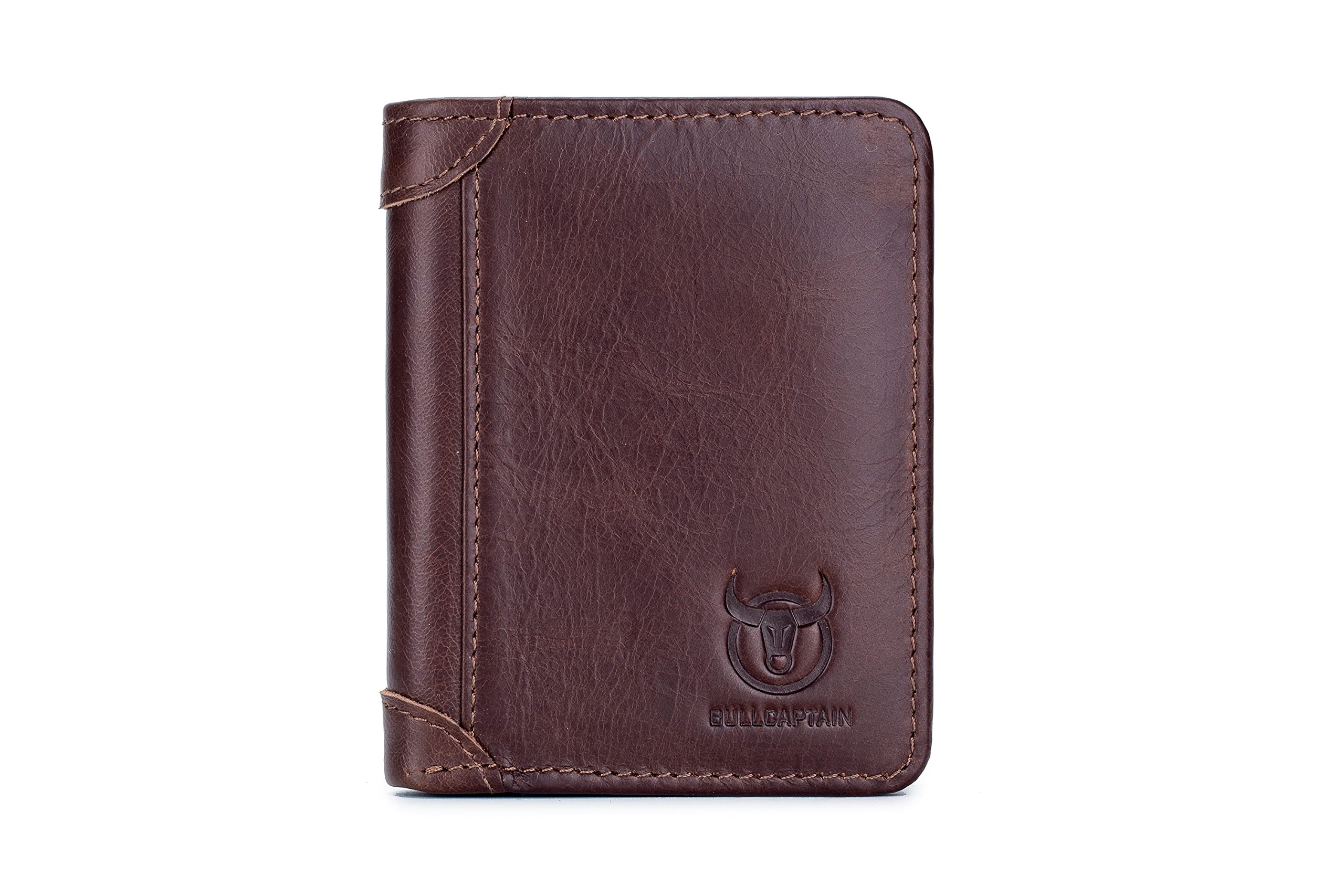 Captain Bull Men's Leather Wallet Short Vertical Multifunctional Detachable with Coin Clip Business Casual Coin Bag, Red, Minimalist