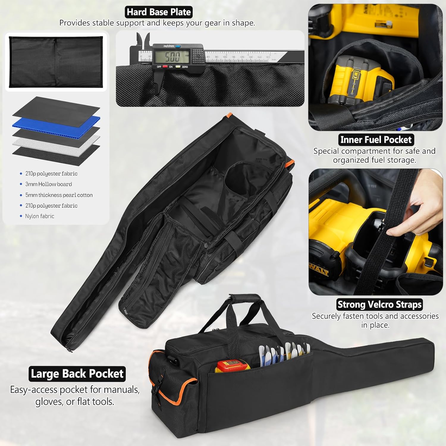 ORKELS Chainsaw Carrying Case, Foldable Waterproof Chainsaw Storage Bag Compatible with EGO, Dewalt, Greenworks 14-18 Inch Cordless Power Chainsaw & Accessories