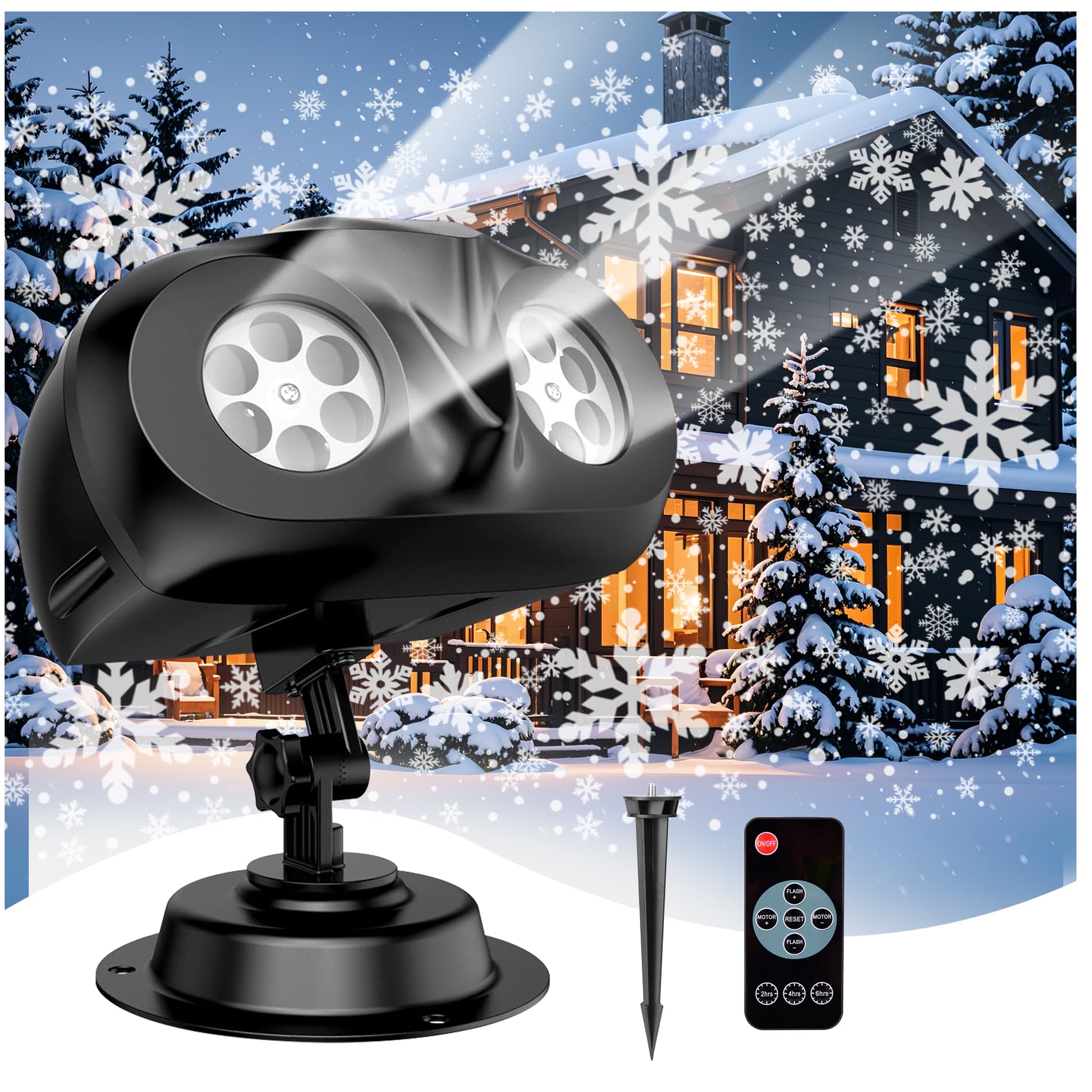 Nazuwke Christmas Snowflake Projector Lights Outdoor, LED Snowfall Projector with Remote, IP65 Waterproof Snow Projection Outdoor, Christmas Lights