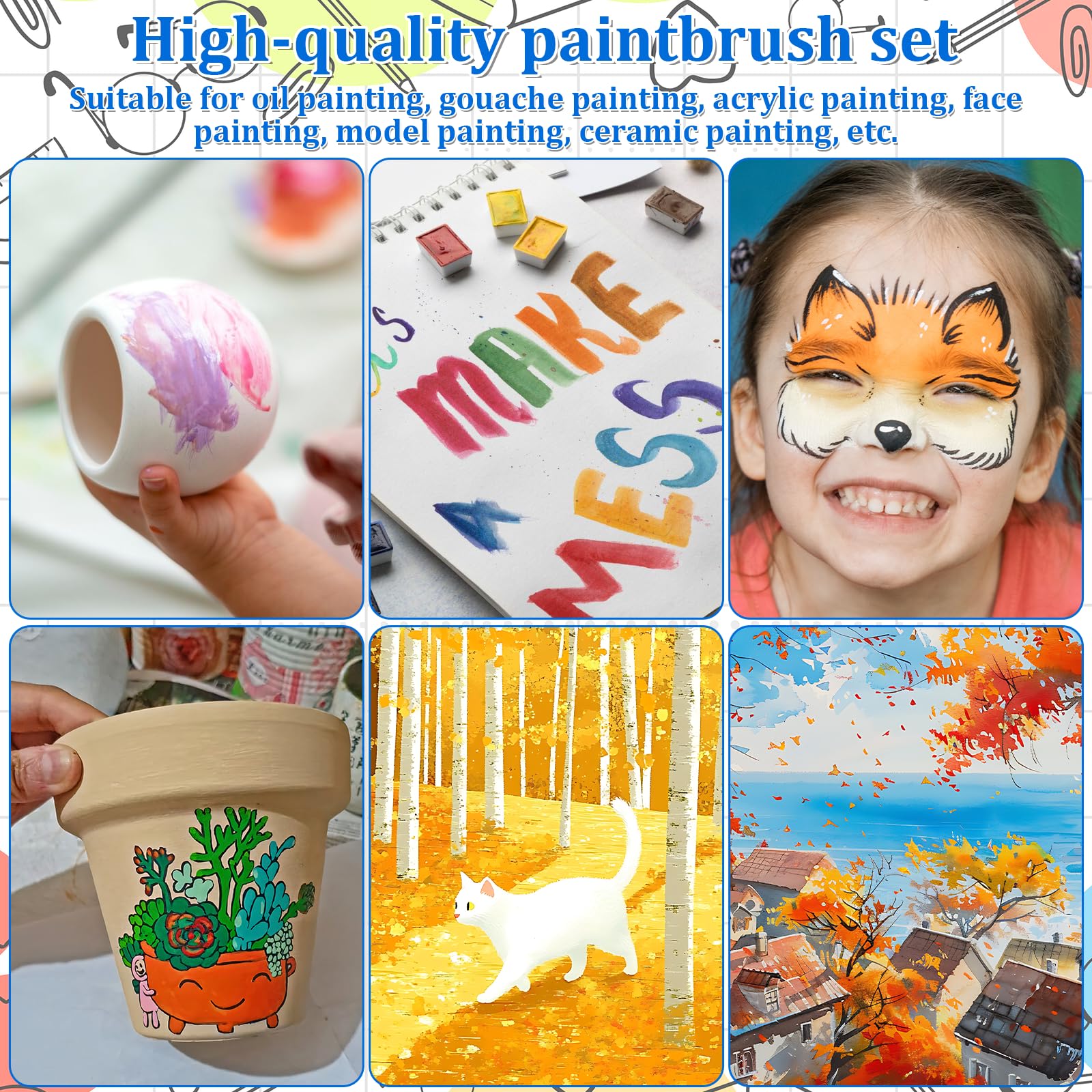 Pinsel-Set mit 270 Stück, 24 Stück mit 240 Pinseln, 30 Farbschalen, wertvolle Pinsel- und Paletten-Set, Acrylfarben-Pinsel-Sets für Öl- und Aquarellmalerei