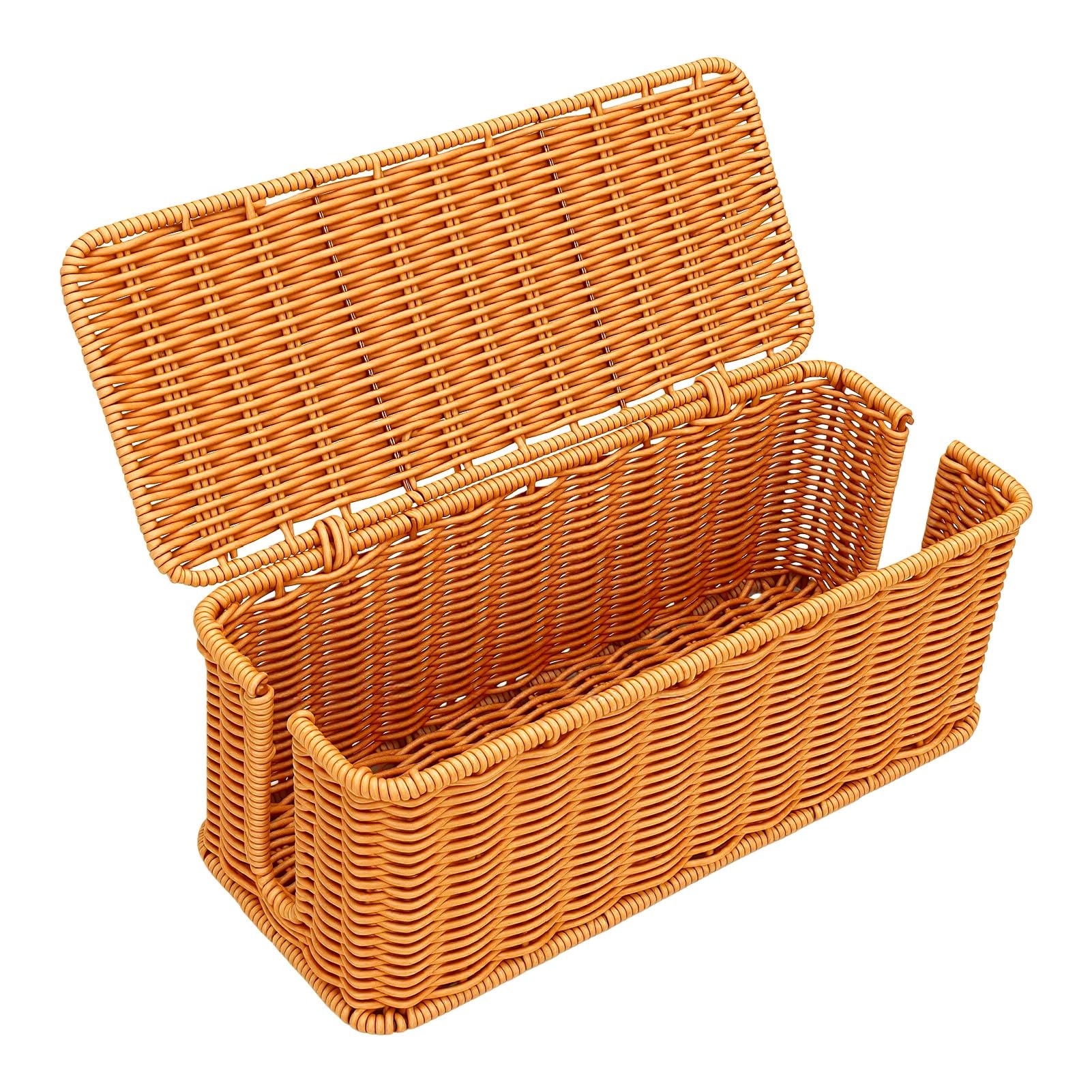 SIXRUN Scatola Gestione Cavi, Scatola Organizer per Cavi Intrecciati in Rattan con Coperchio Intrecciato a Mano, Copertura a 180 Gradi, Adatta a Prese Multiple Fino a 12 X 5 Pollici, per Scrivania,