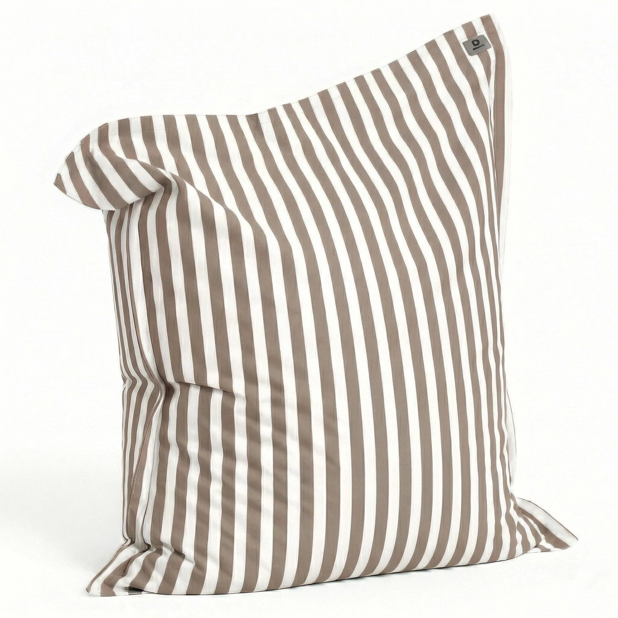 Housse pour Pouf Géant XXL 180x140cm - Rayure Beige - Anti-UV - Déhoussable - Déco Arts