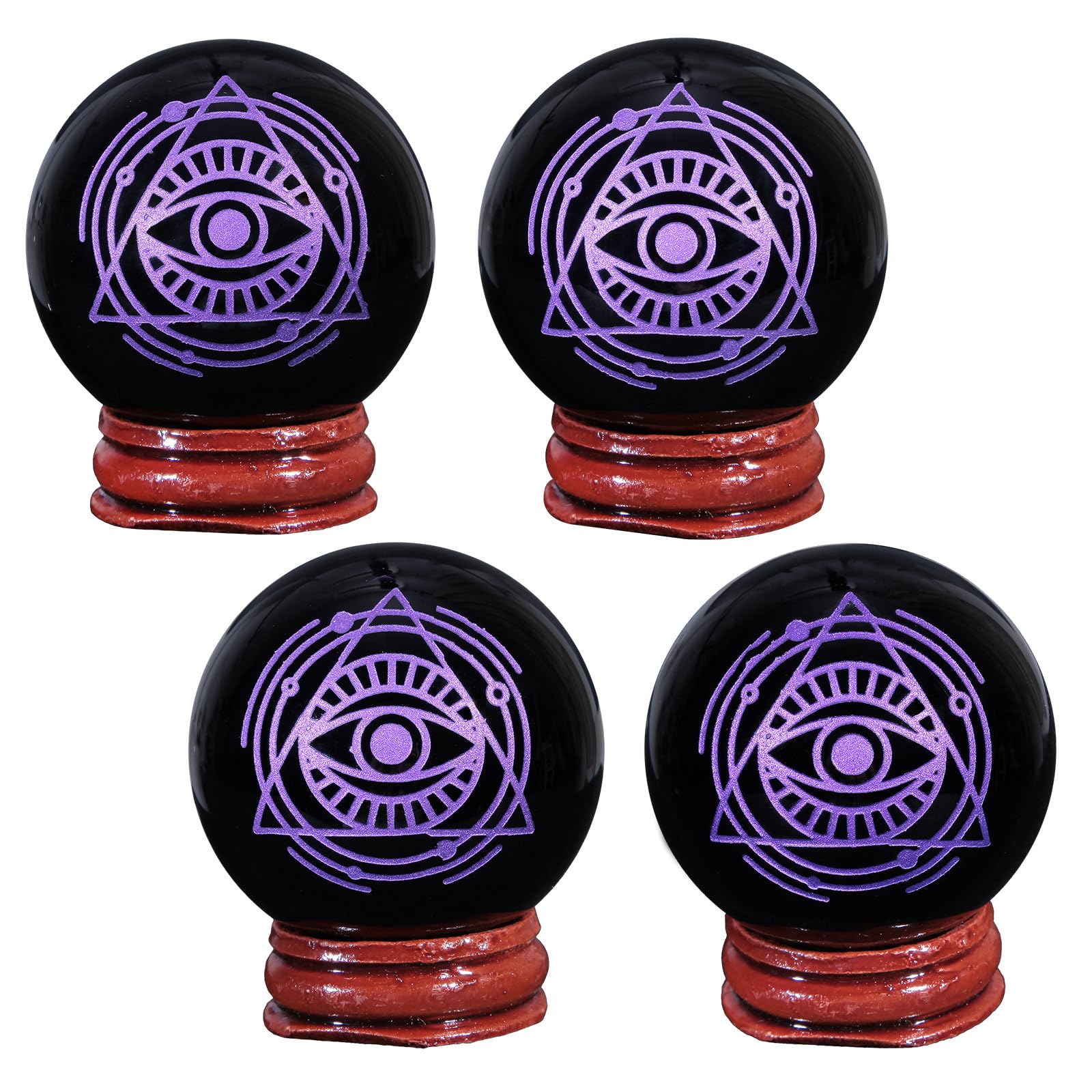 Nupuyai 1.9" Engraved Symbol Obsidian Crystal Ball with Stand - Image 3