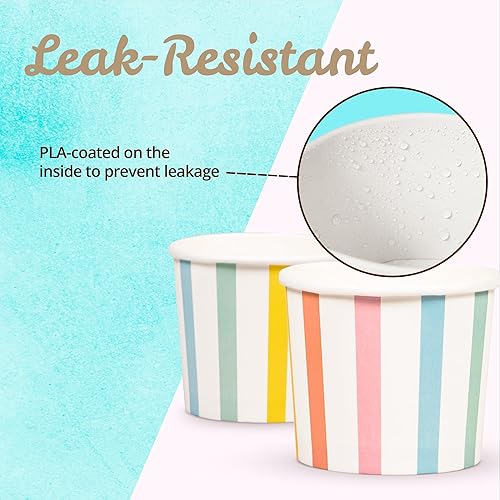 Miniatura 5 de MATICAN Tazas de helado de papel, 50 unidades de 11 onzas, cuencos desechables para postres para alimentos fríos o calientes, suministros de fiesta