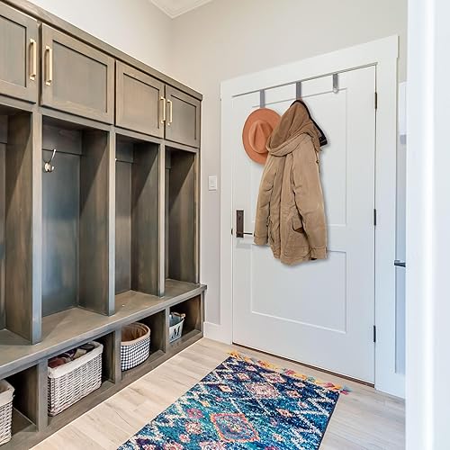 Miniatura 4 de evideco cepillado Acero inoxidable sobre la puerta Ganchos colgadero-3Sizes- Conjunto de 3-chrome