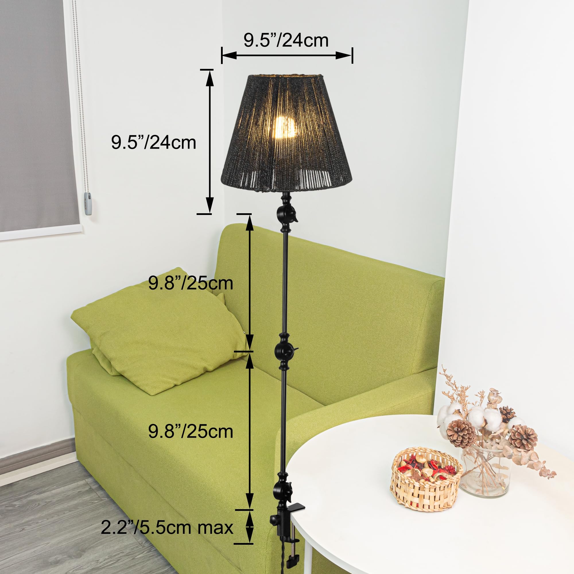 Retro Klemmleuchte,1 Packung Leselampe mit 2,5 m Kabel, Dimmbar Nachttischlampe,Augenpflege Schreibtischlampe für Büro Heimgebrauch, E27 Lampenhalterung TD0754