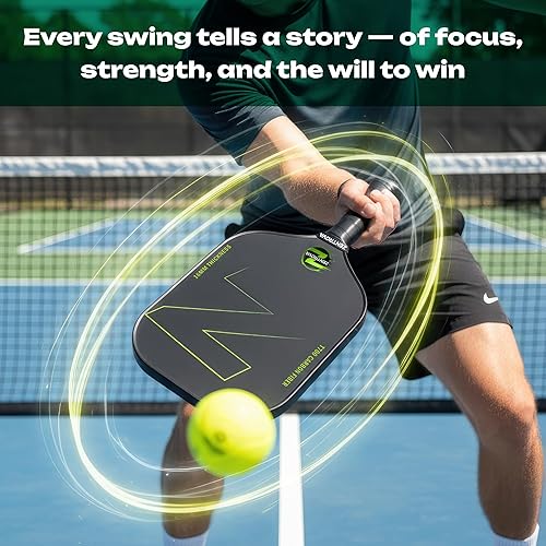 Miniatura 8 de ZENTROVA Carbon Fiber Pickleball Paddle, Lightweight T700 Raw Carbon Surface Pickleball Paddle 16mm Thickness with 2 Pickleballs, Paddle Cover,