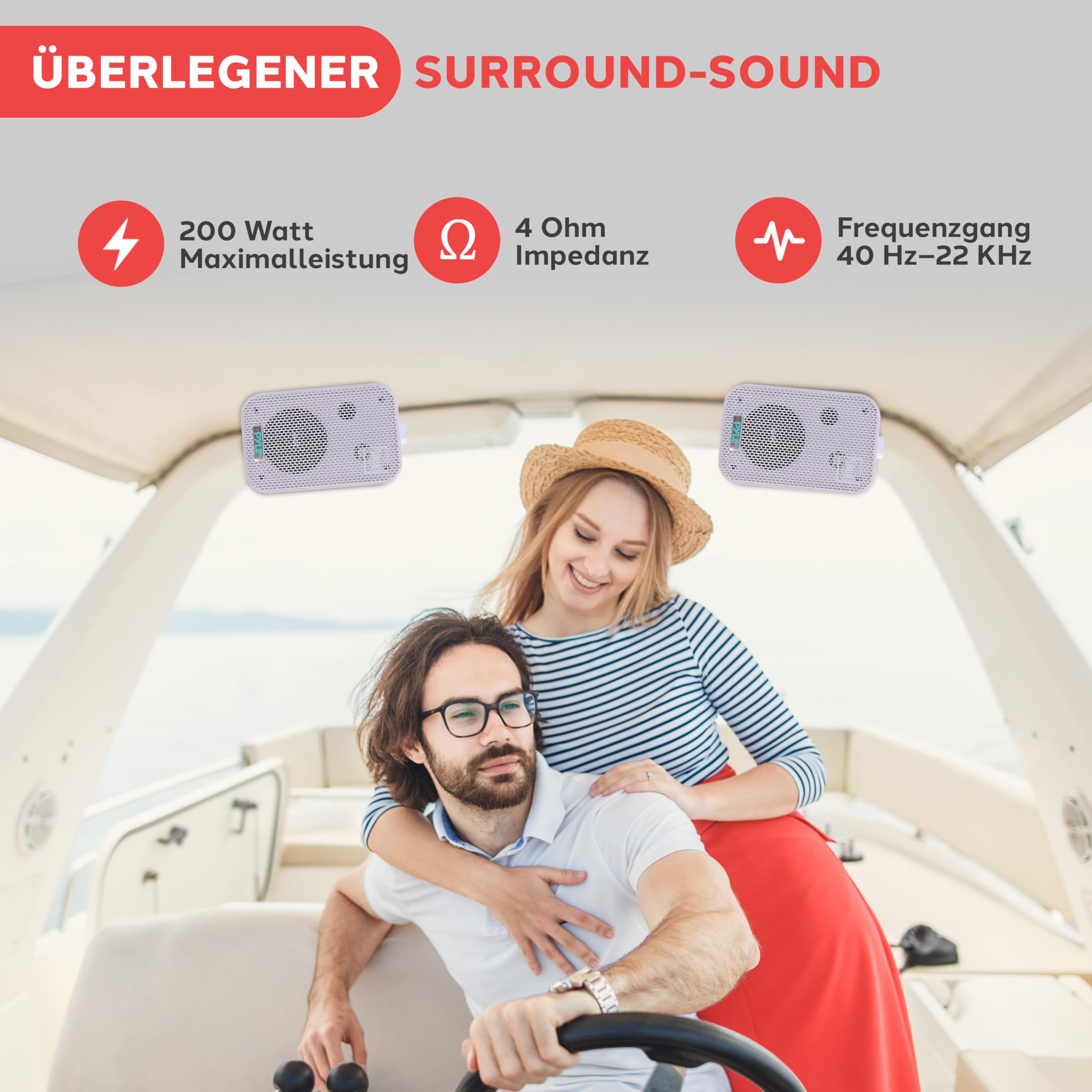 Pyle Outdoor Lautsprecher Bluetooth, Außenlautsprecher, 200W- Aussenlautsprecher Wasserfest, 2er Set- Outdoor Musikbox, Wandlautsprecher Bluetooth, Musikanlage- für Pool,Terasse, Garten/Innenbereich