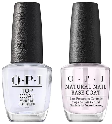 OPI Esmalte de uñas superior y capa base, brillo protector de alto brillo, 0.5 onzas líquidas, natural