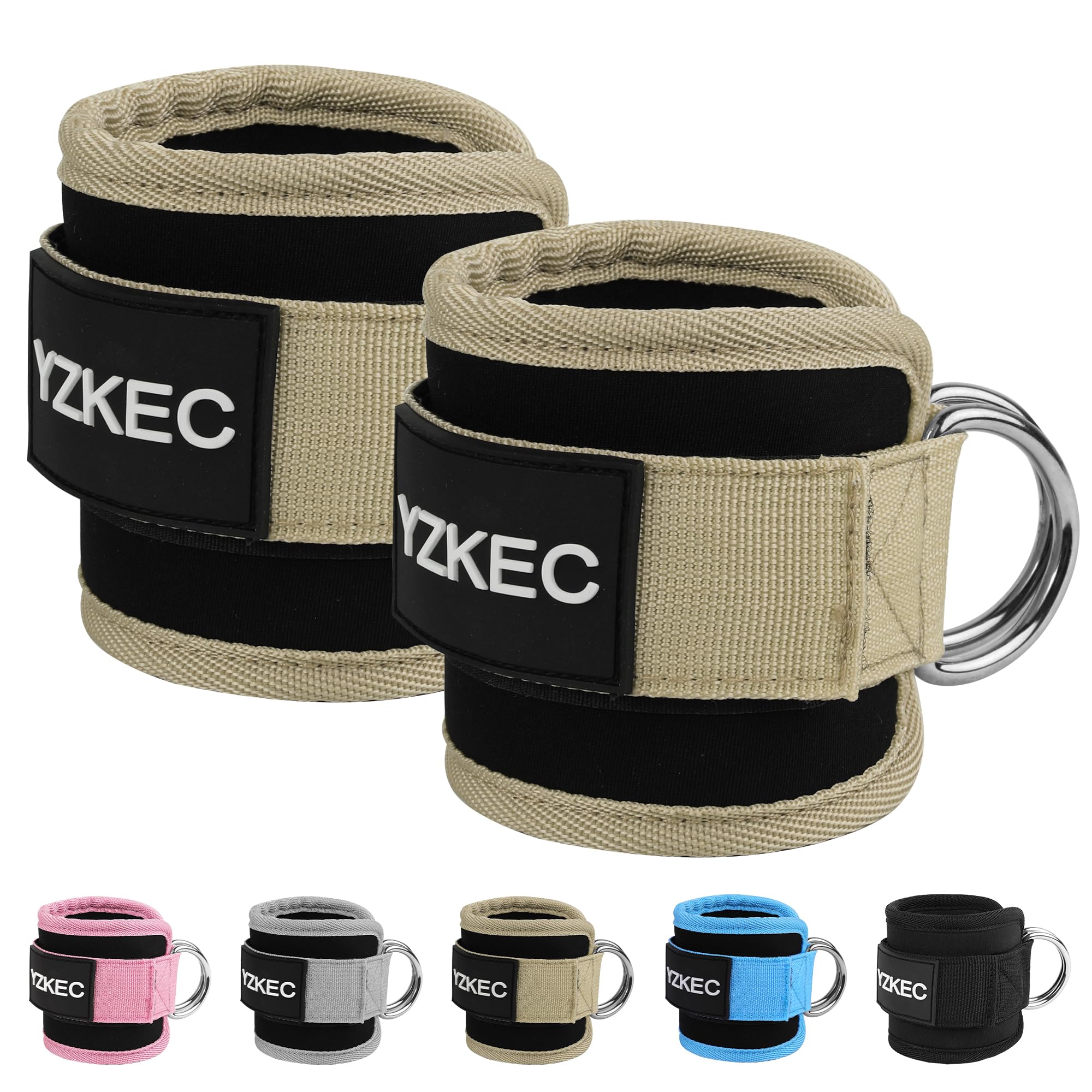 LZGOPE Ankle Strap for Cable Machine Attachments and Resistance Bands with D-Rings,Adjustable Neoprene Padded Ankle Cuff for Leg Extensions,Glute Workouts,Gym for Women and men (Camo+Camo)