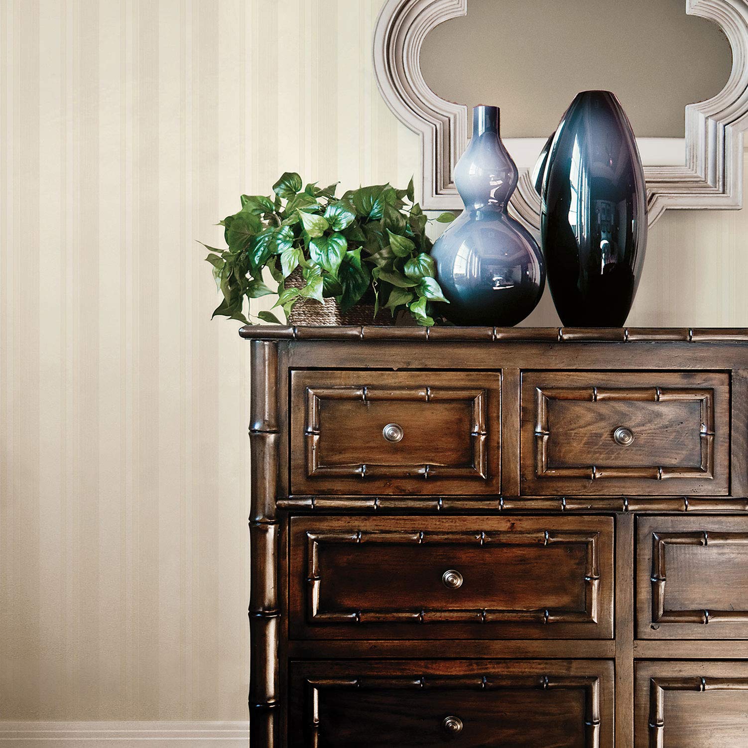 Galerie G67619 Palazzo Textured Varied Stripe Design Wallpaper, Cream, 10m x 53cm - Image 2