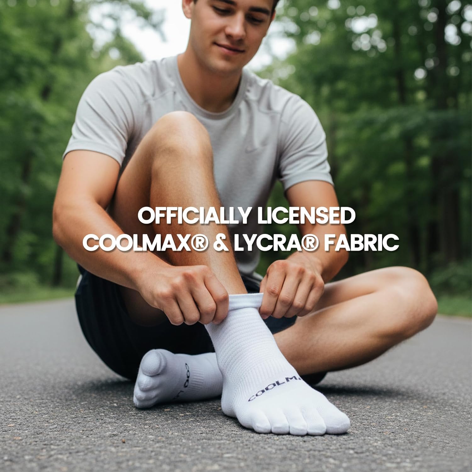 Cushioned Compression Ankle Running Toe Socks COOLMAX, 3 Pairs Men's 4-13 Women's 5-14