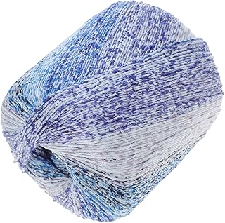 Hohopeti 1 Rollo de 133 M de Hilo de Algodón Degradado Teñido en Segmentos para Tejer a Mano Bufandas Sombreros Y Chal Color Azul
