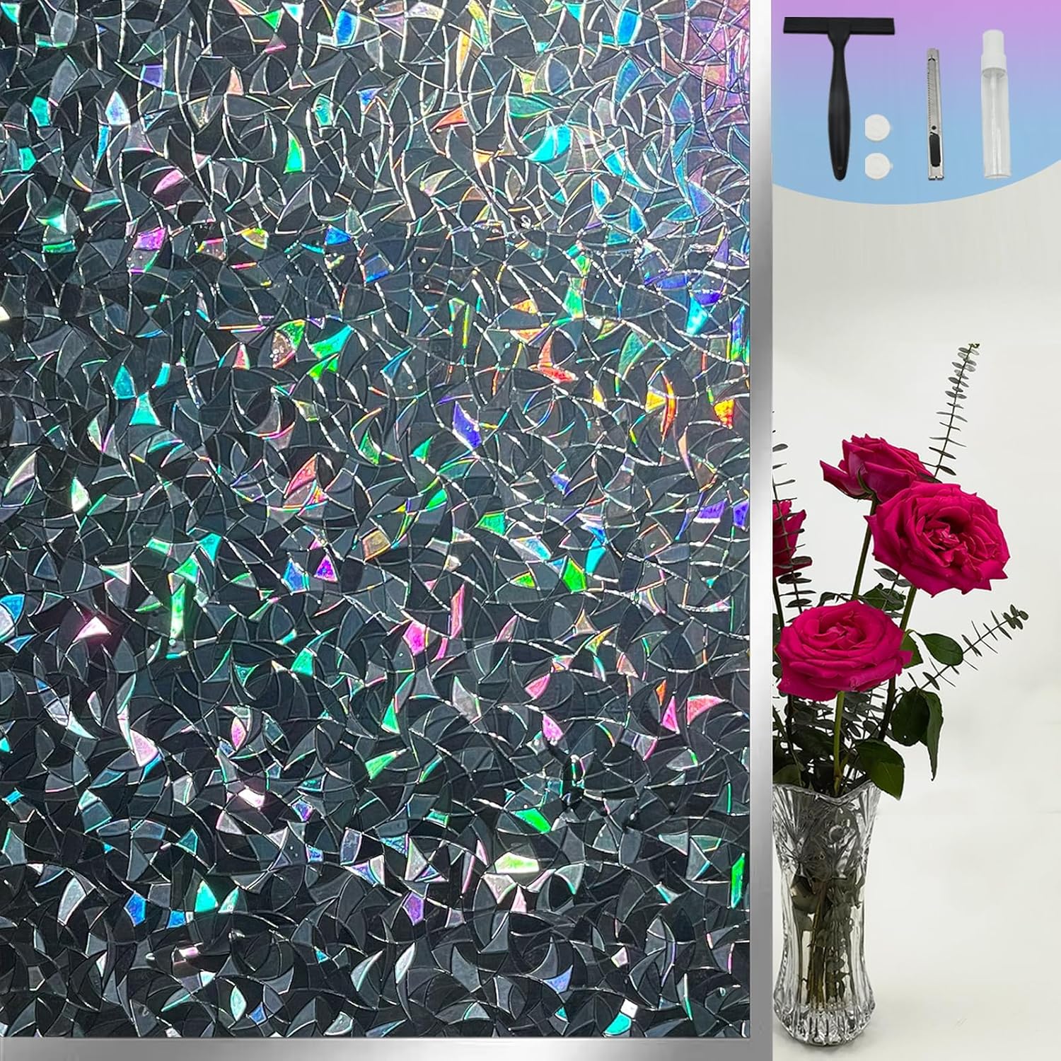 Blackout Window Film?Sun Blocking Window Privacy Cover for Glass Removable Darkening Dark Black Out Window Cover Tint Shades for Home Day Sleep Light Blocker? Black Rainbow 23.6 x157.4 in?