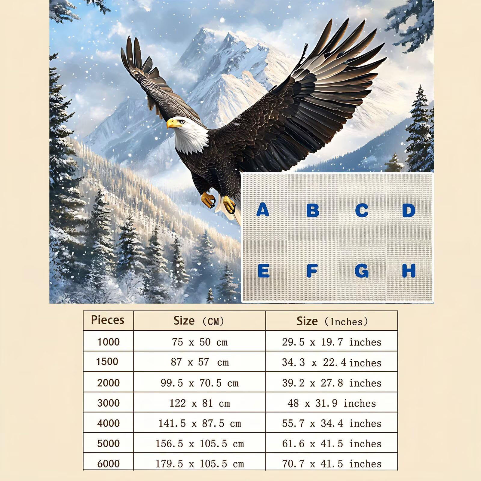 paesaggio aquila Puzzle 1000 Pezzi per Adulti, Puzzle in Legno - Collezione Classica con Poster Incluso - Sfida di Concentrazione e Passatempo Antistress, Gioco per Famiglia, 75 x 50 cm f0-517