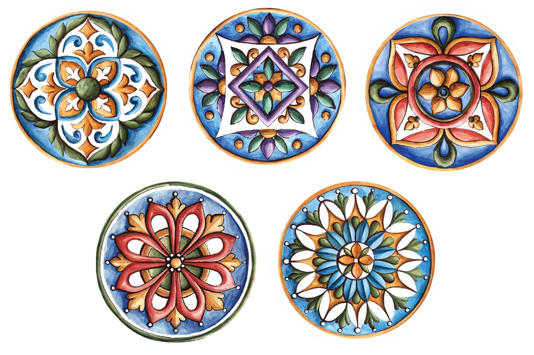 Real Art | Wall Hanging Plates | Bone China | 7" - 5 plate set