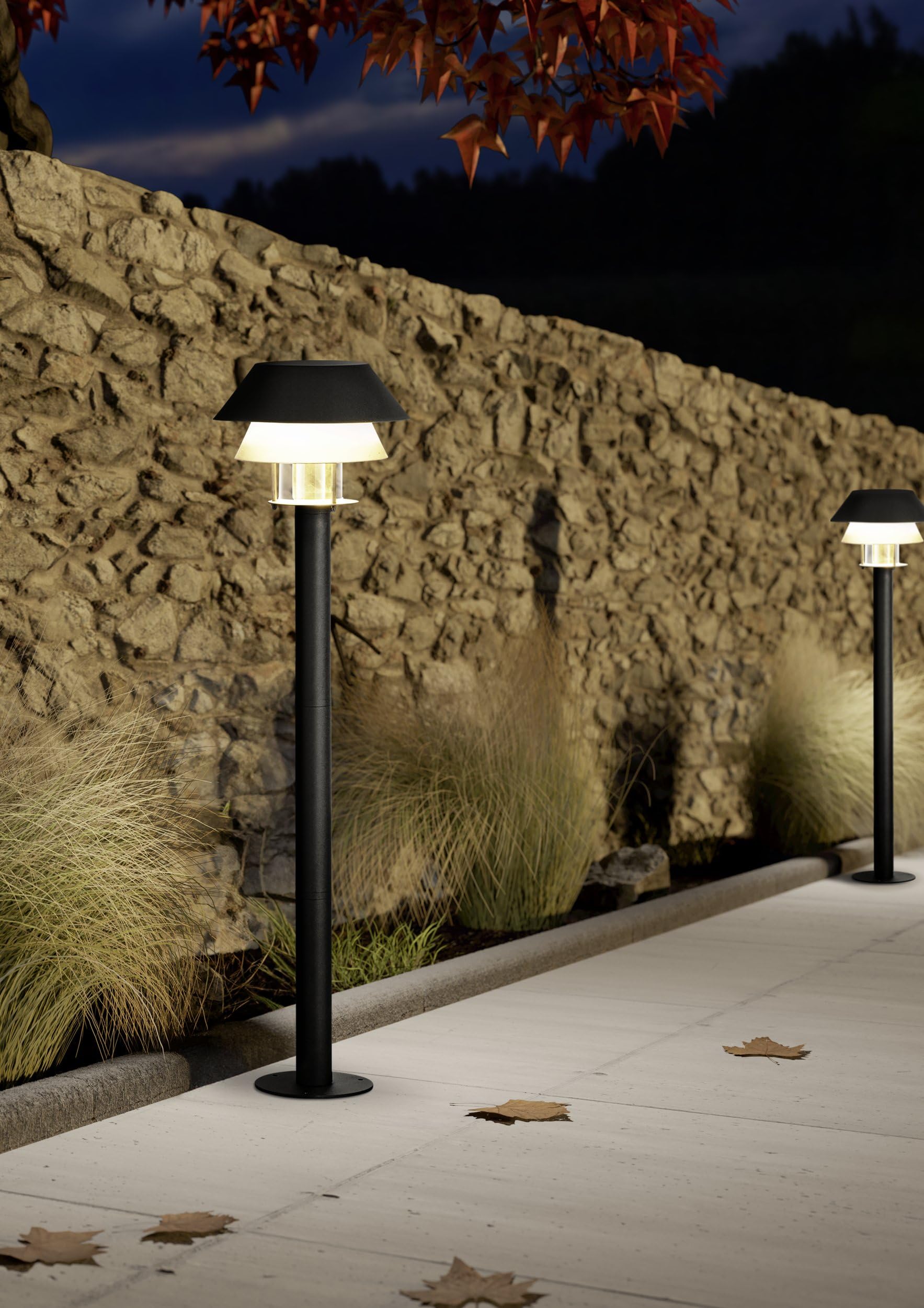EGLO Chiappera Lámpara de pie para exteriores con casquillo, para jardín | de pie, lámpara para caminos de metal en negro y cristal transparente, con casquillo E27, IP65