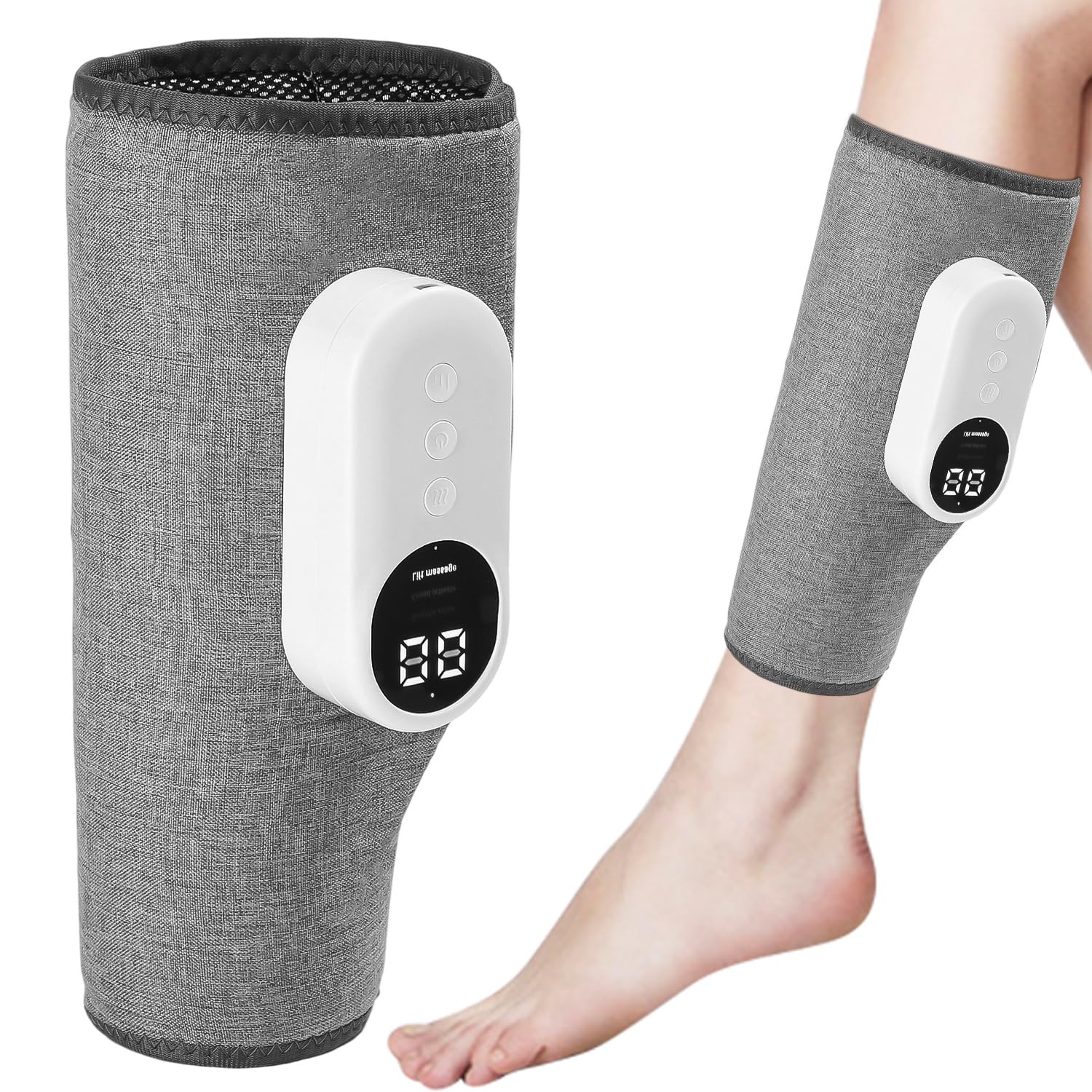 Masajeador de Piernas y Pantorrillas con Calefacción, 3 Modos de Masaje, Recargable USB-C, Alivio para Piernas Cansadas