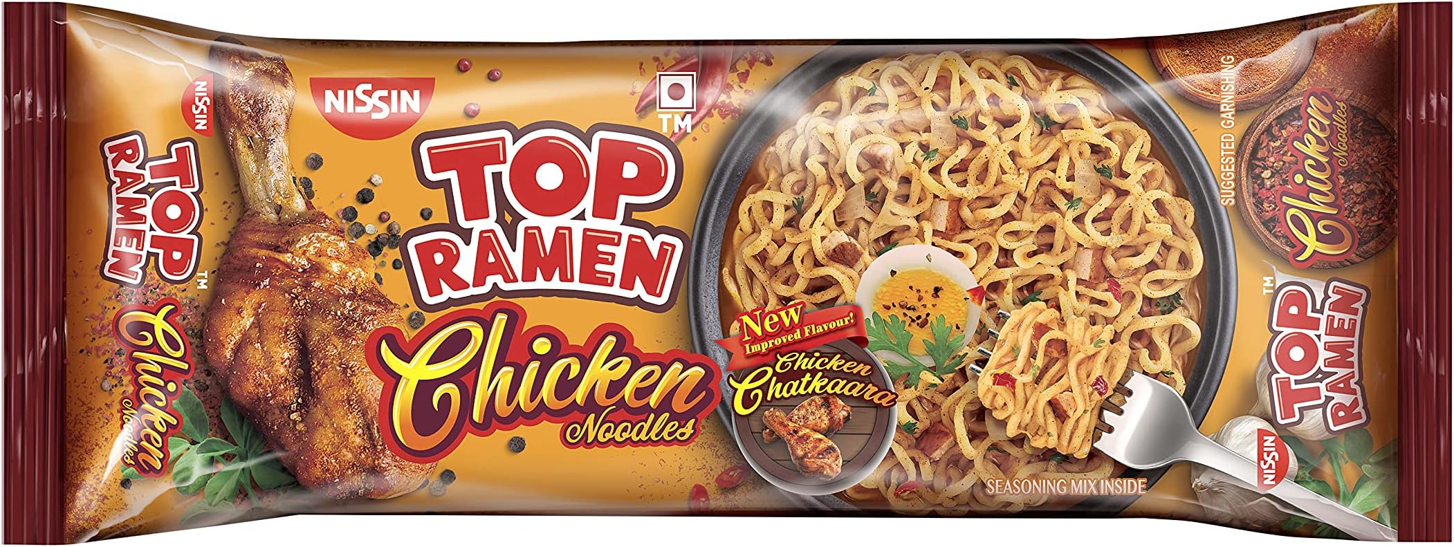 Top Ramen chicken Instant Noodles| Delicious chicken-flavoured and non-sticky masala-flavored noodles | fulfil the tasty and healthy snack time, 280g