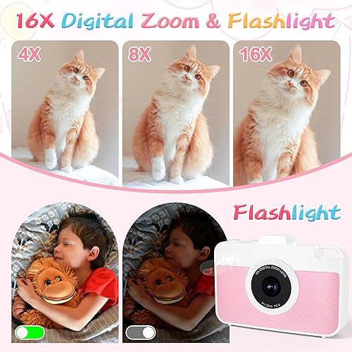 Miniatura 3 de Cámara Digital para Niños, 48MP 1080P Cámaras Digitales Compactas con Lente Dual, Cámara Pequeña Compacta con Zoom de 16X para Niñas y Niños,