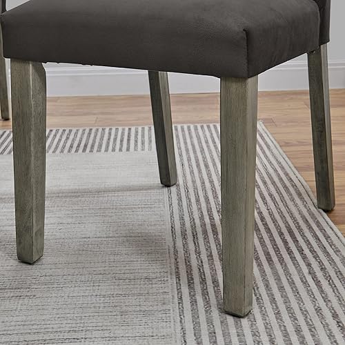 Miniatura 8 de Juego de 2 sillas de comedor de madera maciza con asiento tapizado de franela, sillas laterales con respaldo alto, sillas de cocina de 39 pulgadas,