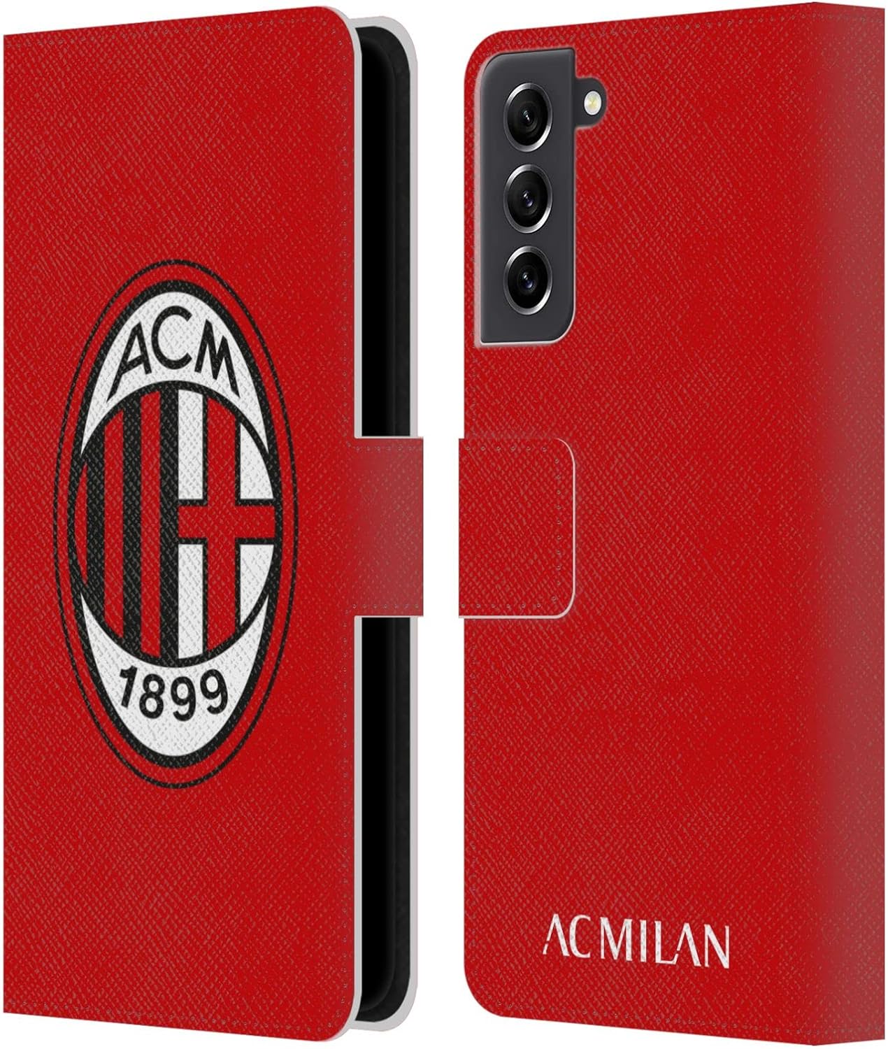 Head Case Designs Officially Licensed AC Milan Full Colour Red Crest Leather Wallet Case Compatible with Samsung Galaxy S21 FE 5G