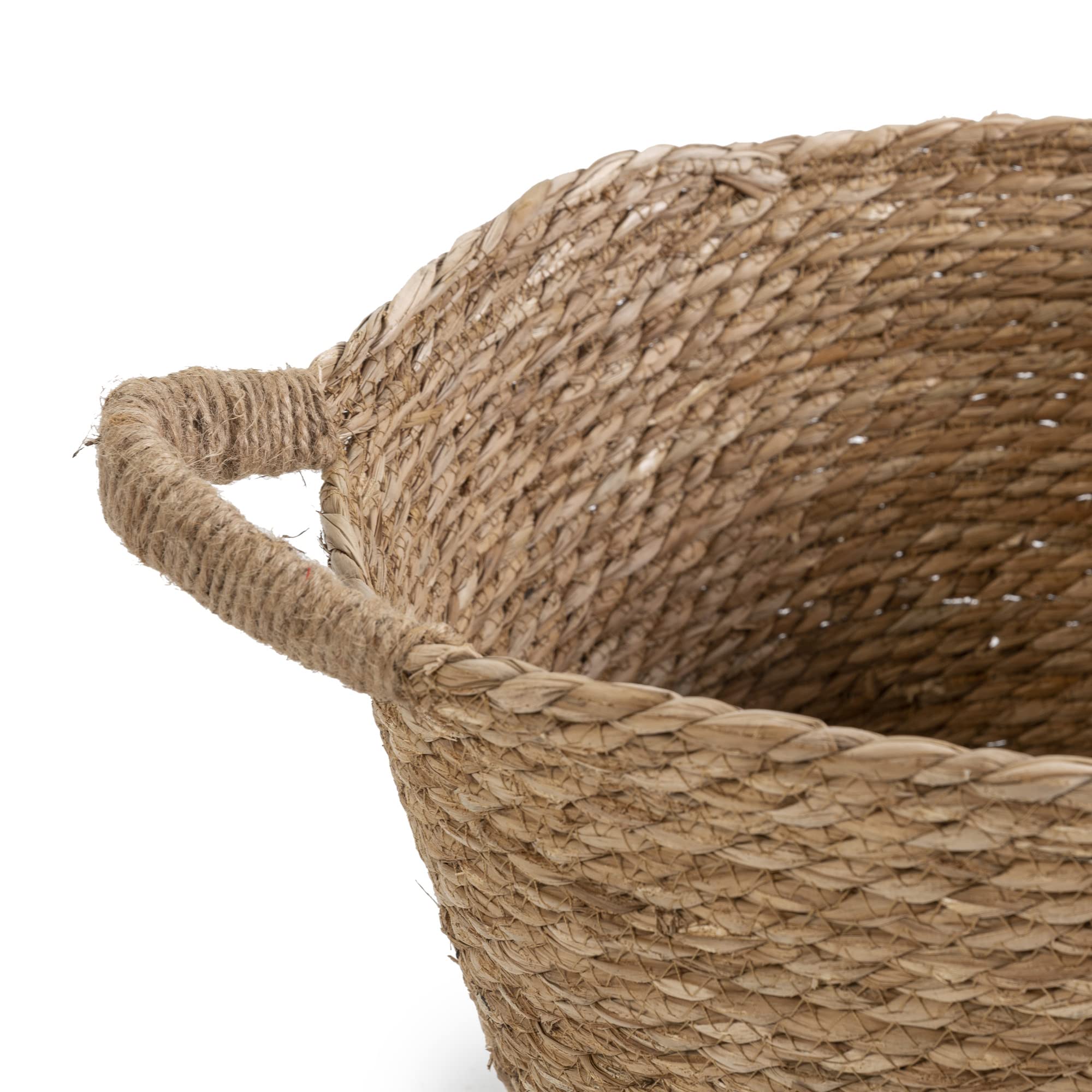 Set de 3 cestas Icia de fibra natural con asas