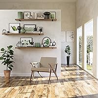 Vista 5 de Wallniture Forte Estantes flotantes de pared de 60 x 11.5 pulgadas para decoración de dormitorio, incluye soportes de metal resistente con tablero