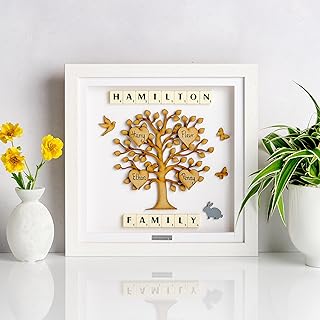 Gift for Sister. Family Tree Personalised Family Names Scrabble Frame. Framed Picture Family Tree. Christmas, Birthday Present Gift for sister. Children family tree 3d wall-art