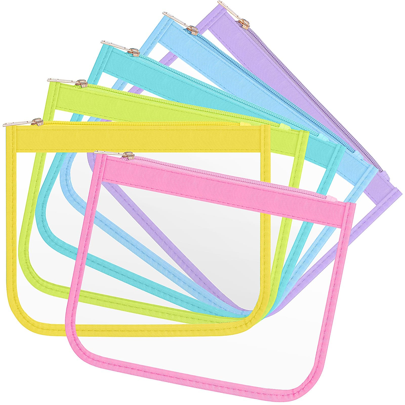 Weewooday 6 Pcs Clear Zipper Pouches DIY Chenille Letter Bag Nylon Cosmetic Bag Waterproof Portable Clear Travel Toiletry Bag Travel Bags for Women