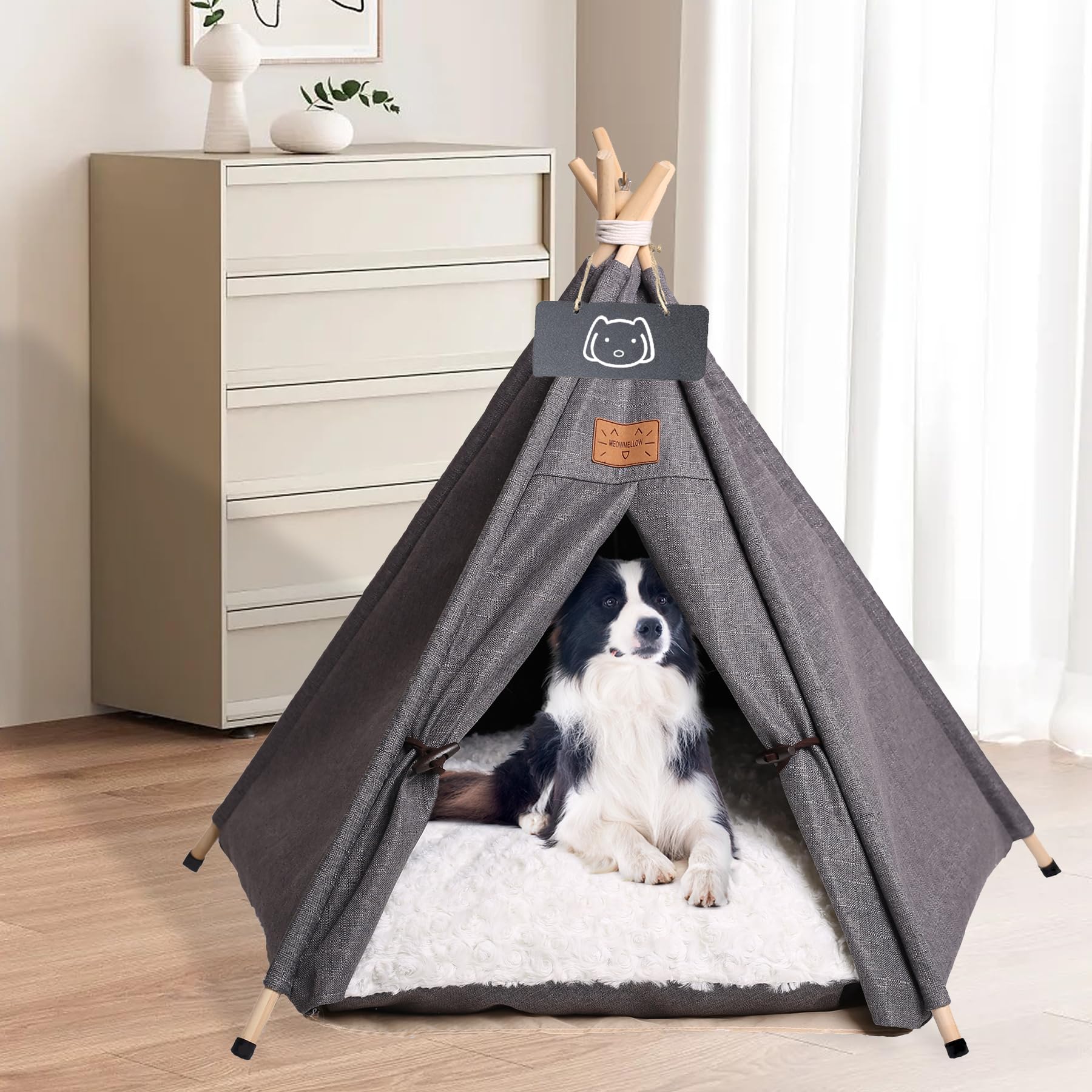 Tienda de campaña para mascotas con cojín grueso para gatos/perros, cama extraíble y lavable, casa de juegos para cachorros, tiendas de campaña para gatos, 60 x 60 x 70 cm