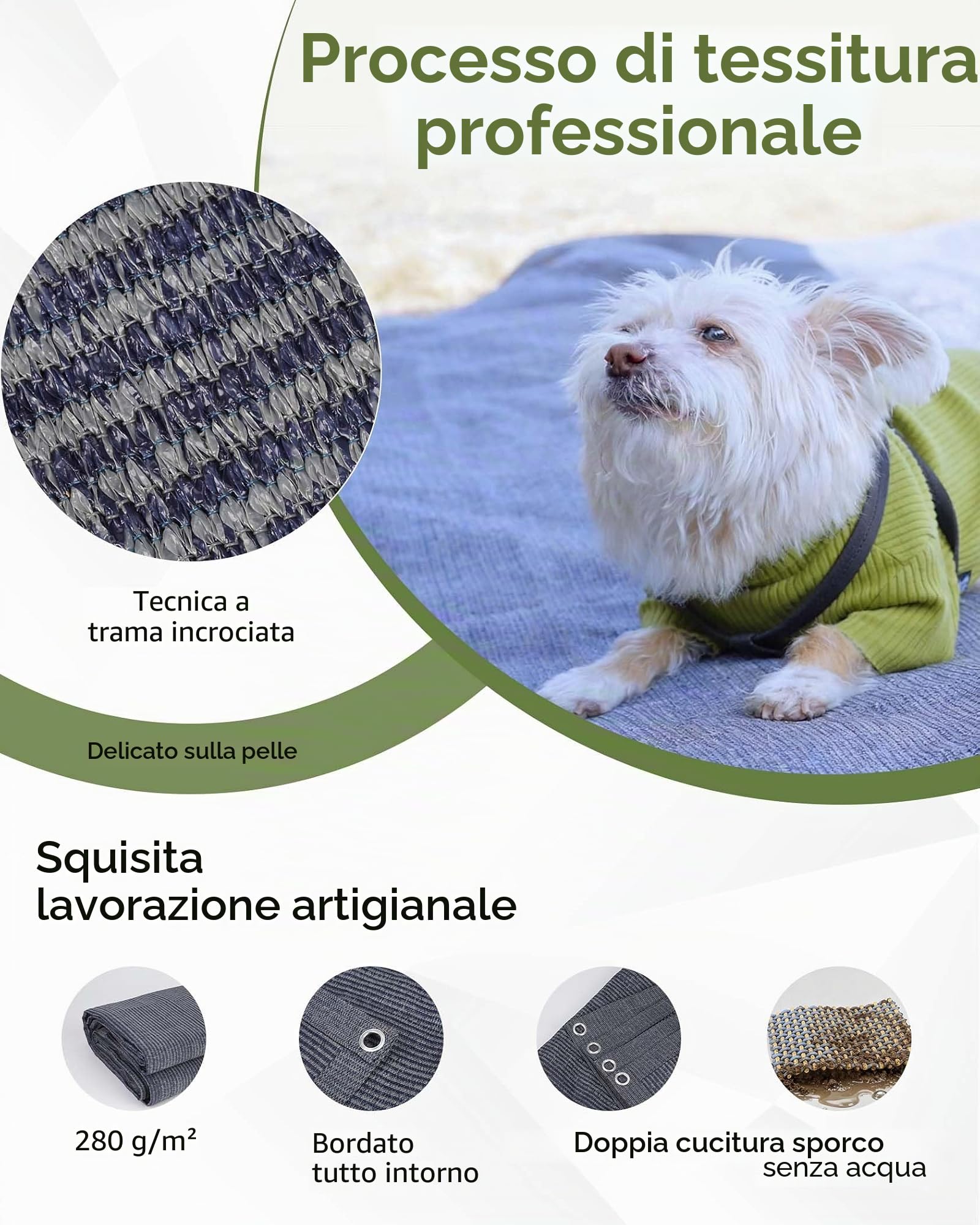 FoundGo Awning Carpet with Eyelets [280g/m² HDPE] Outdoor Camping Carpet Breathable Awning Flooring Including Carrying Bag 8X pegs & Clothesline