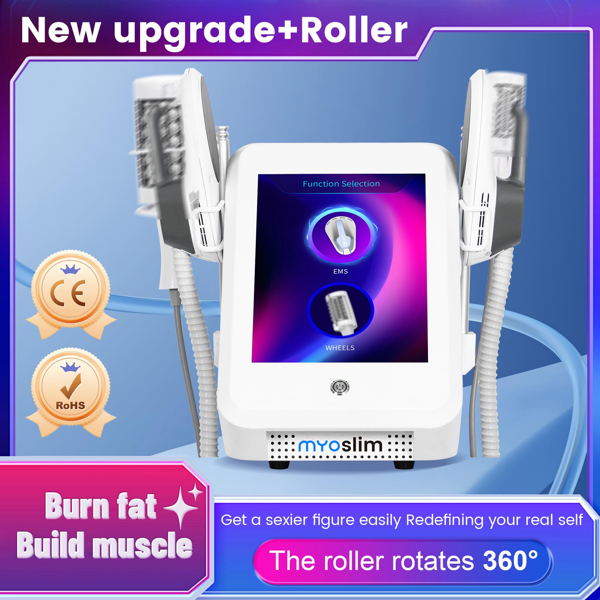 Body Sculpt Maquina Máquina de Escultura Corporal EMS 2 en 1 con Rodillos. | 6500W - 360° Inner Ball Roller & EMS Muscle Stimulator, Grasa y Celulitis Reducción, para Abdomen, Brazos, Glúteos