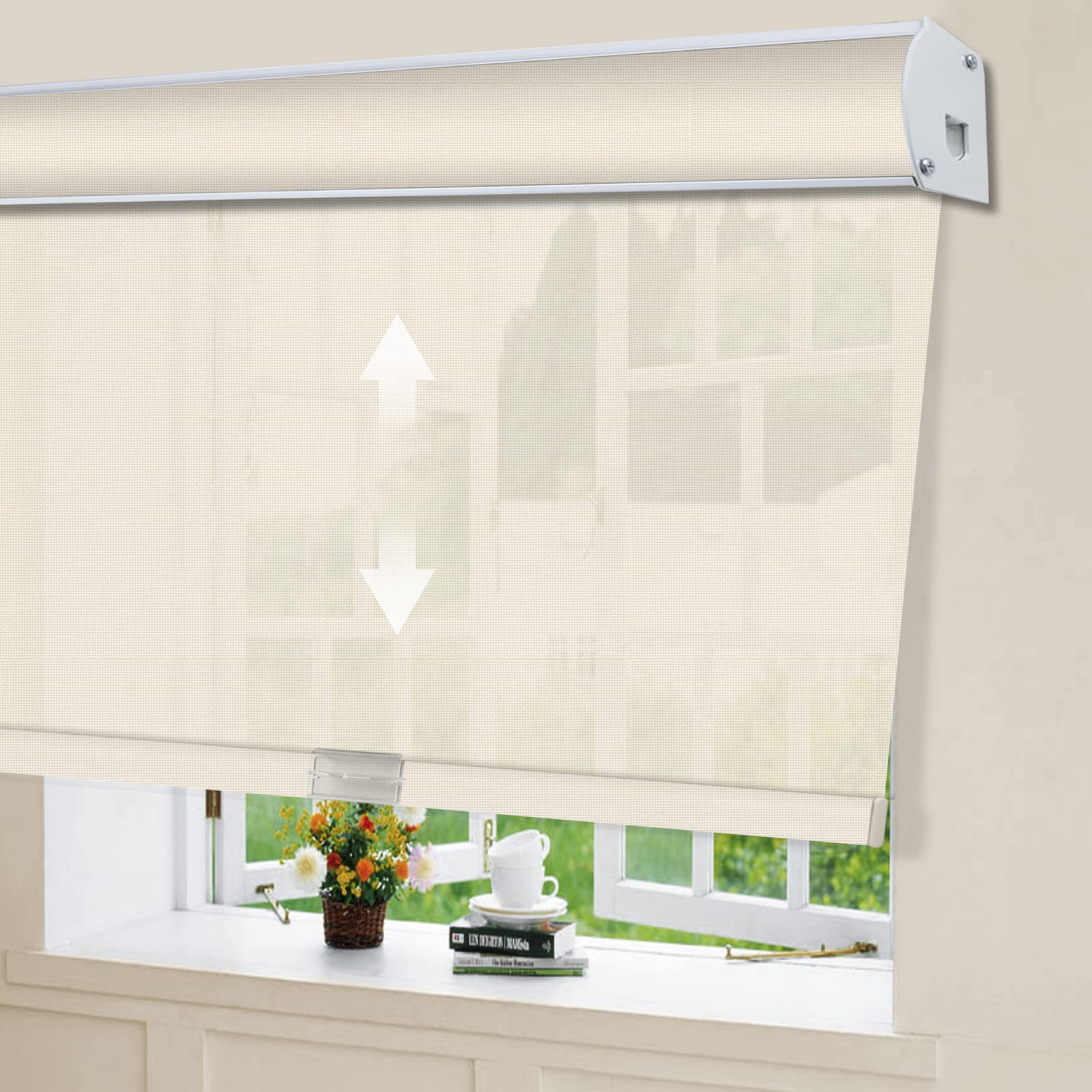 Persianas Enrollables Sin Cordón Color Blanco 68 X 183 Cm Felton White (tejido Natural